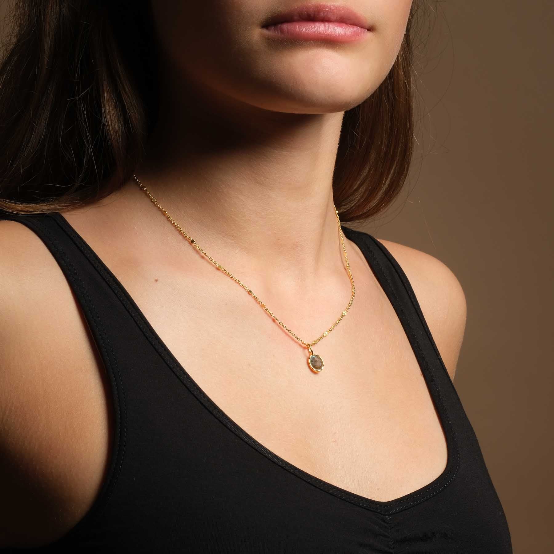 Pendentif Collier Labradorite or