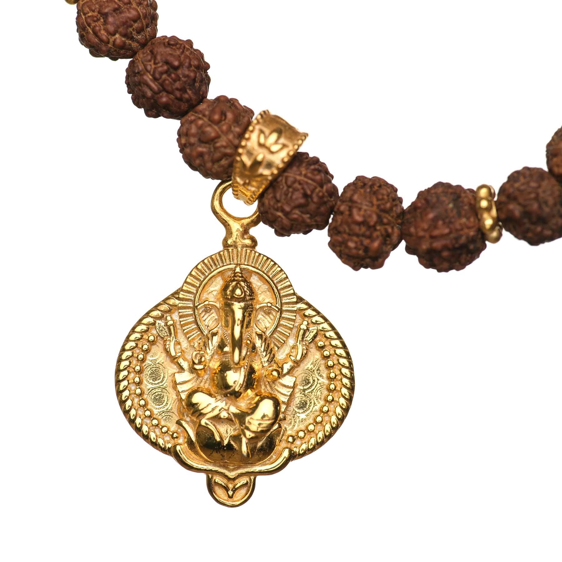 Bracelet Ganesh avec perles Rudraksha or