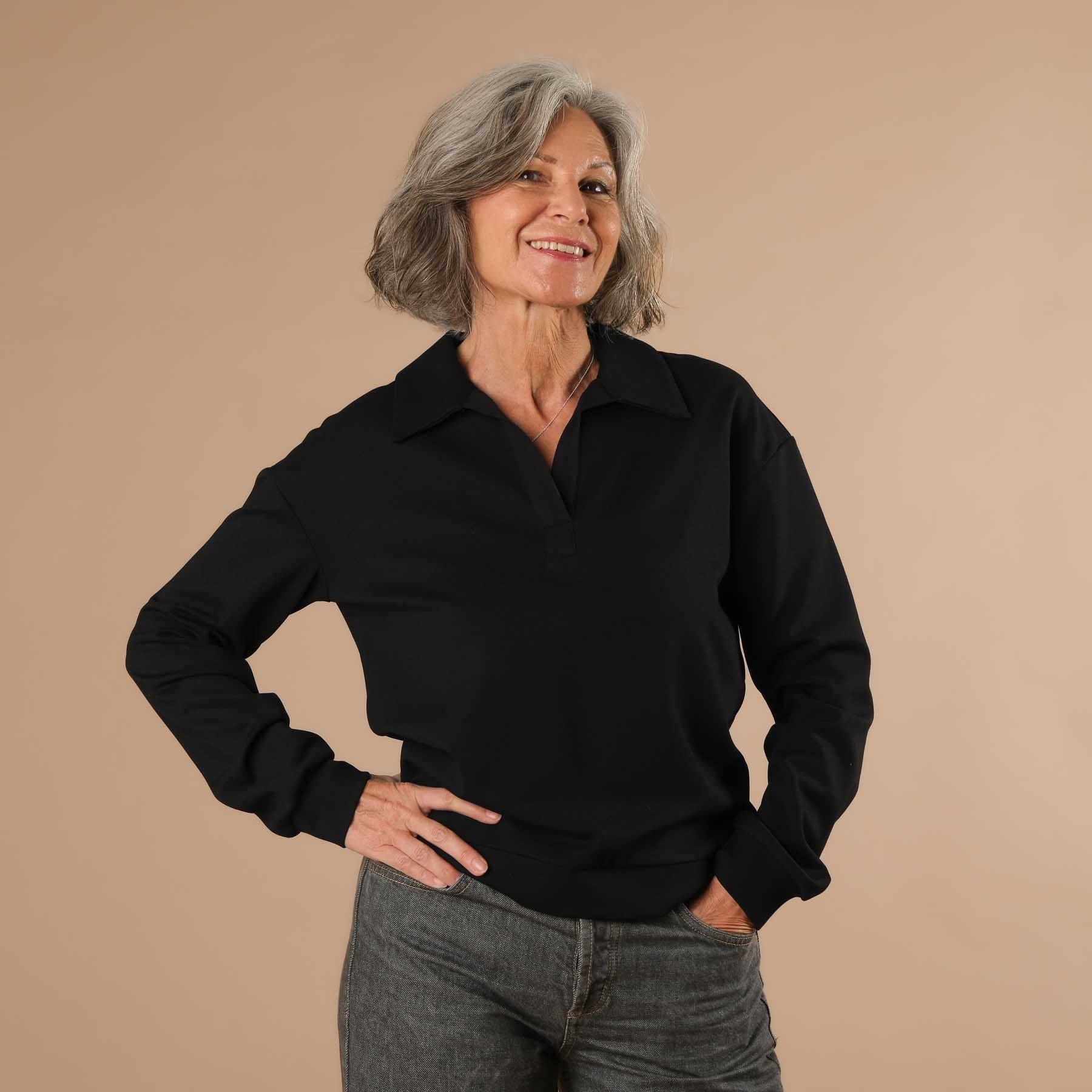 Sweat d'affaires élégant pour femmes - idéal pour le bureau, le home office et les voyages noir