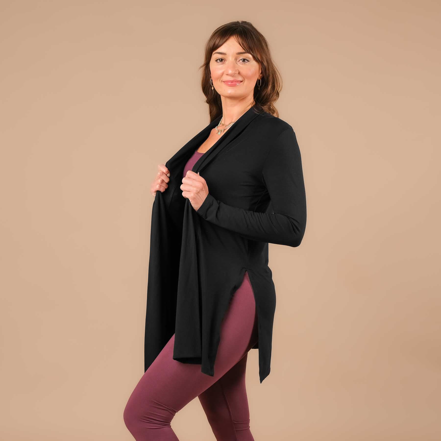 Comfy Yoga Cardigan fabriqué en Suisse noir