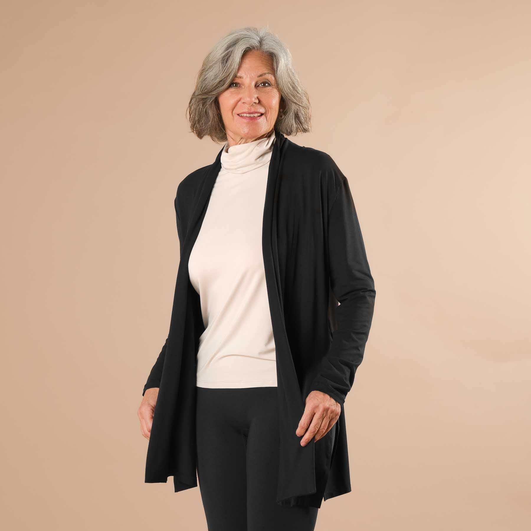Comfy Yoga Cardigan fabriqué en Suisse noir