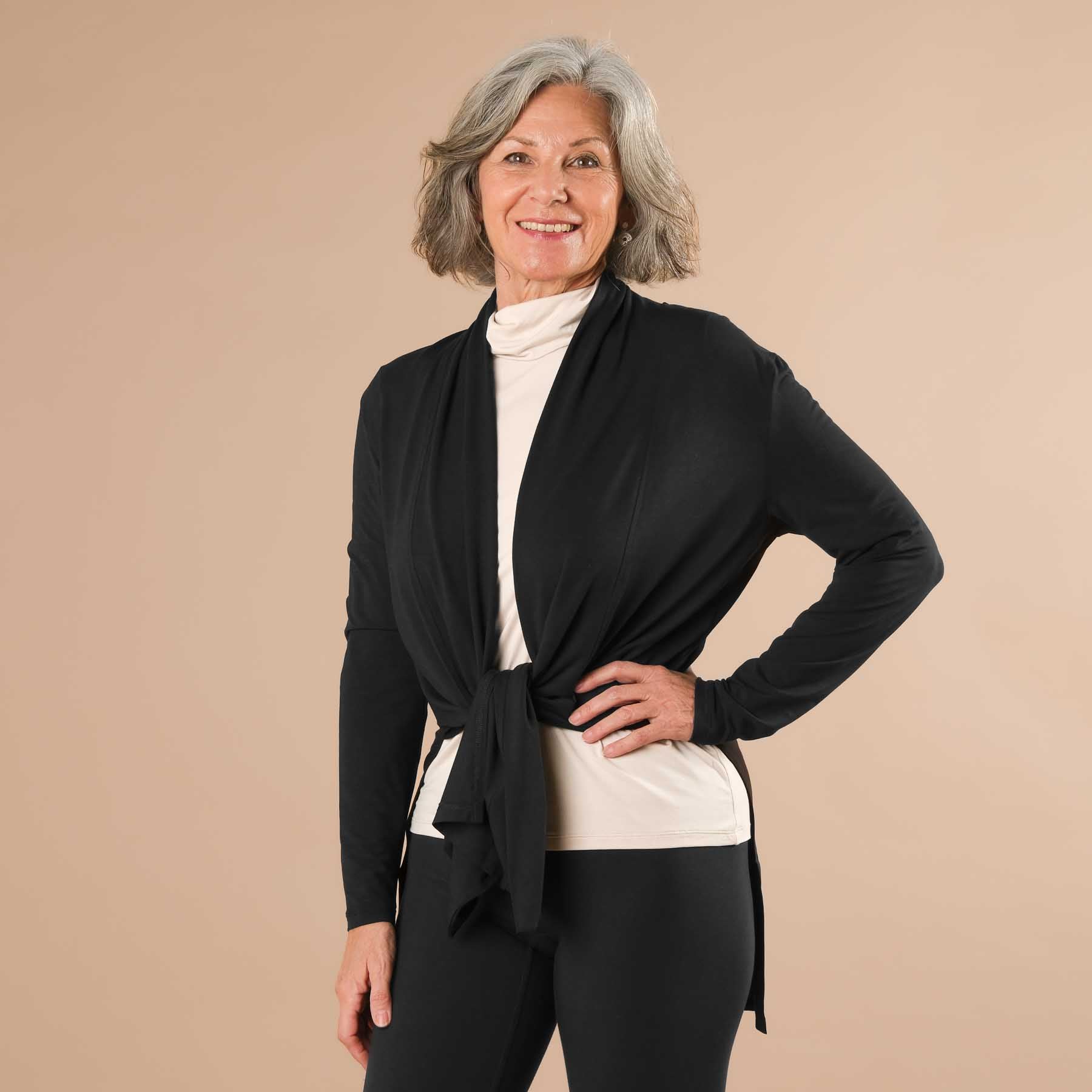Comfy Yoga Cardigan fabriqué en Suisse noir
