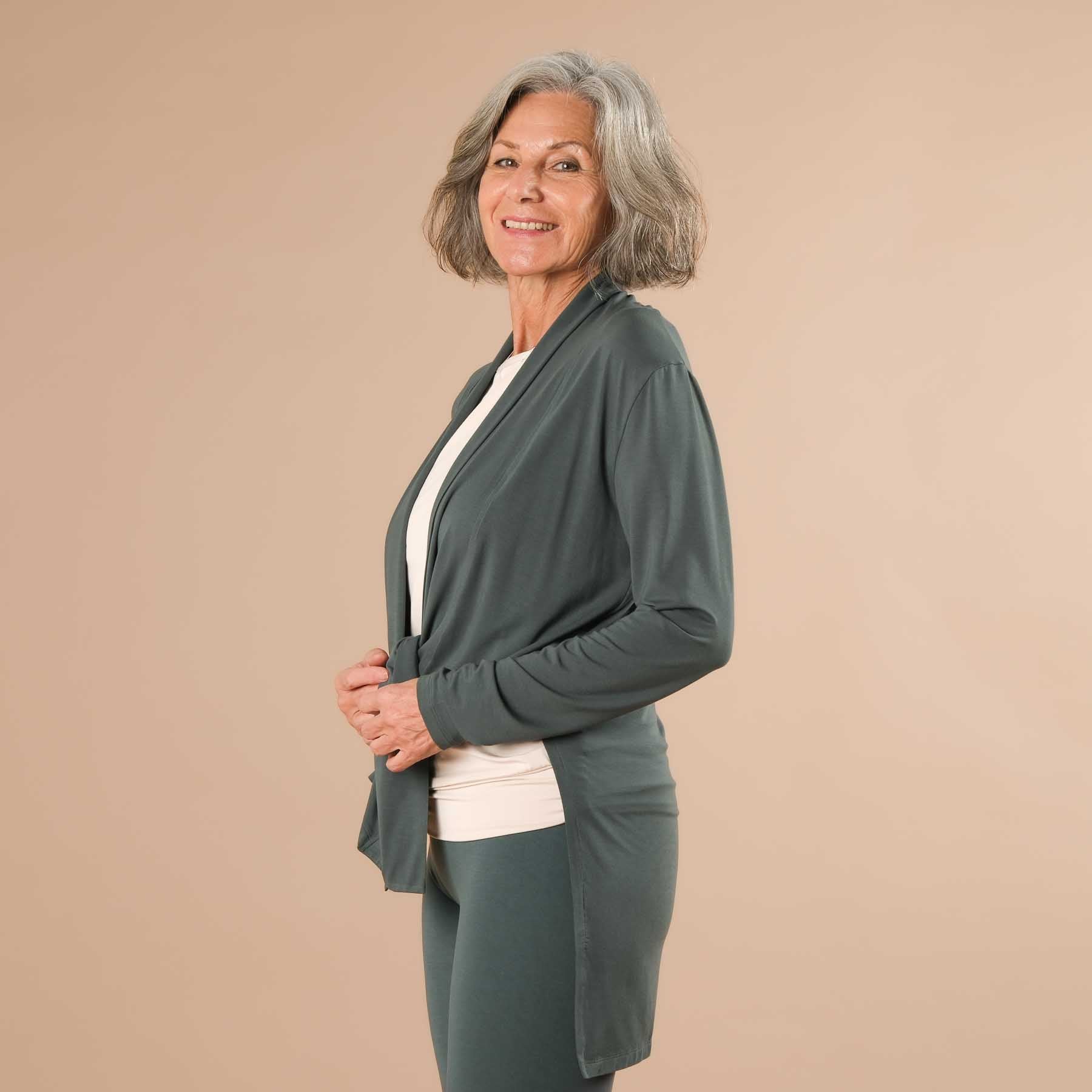 Comfy Yoga Cardigan fabriqué en Suisse émeraude