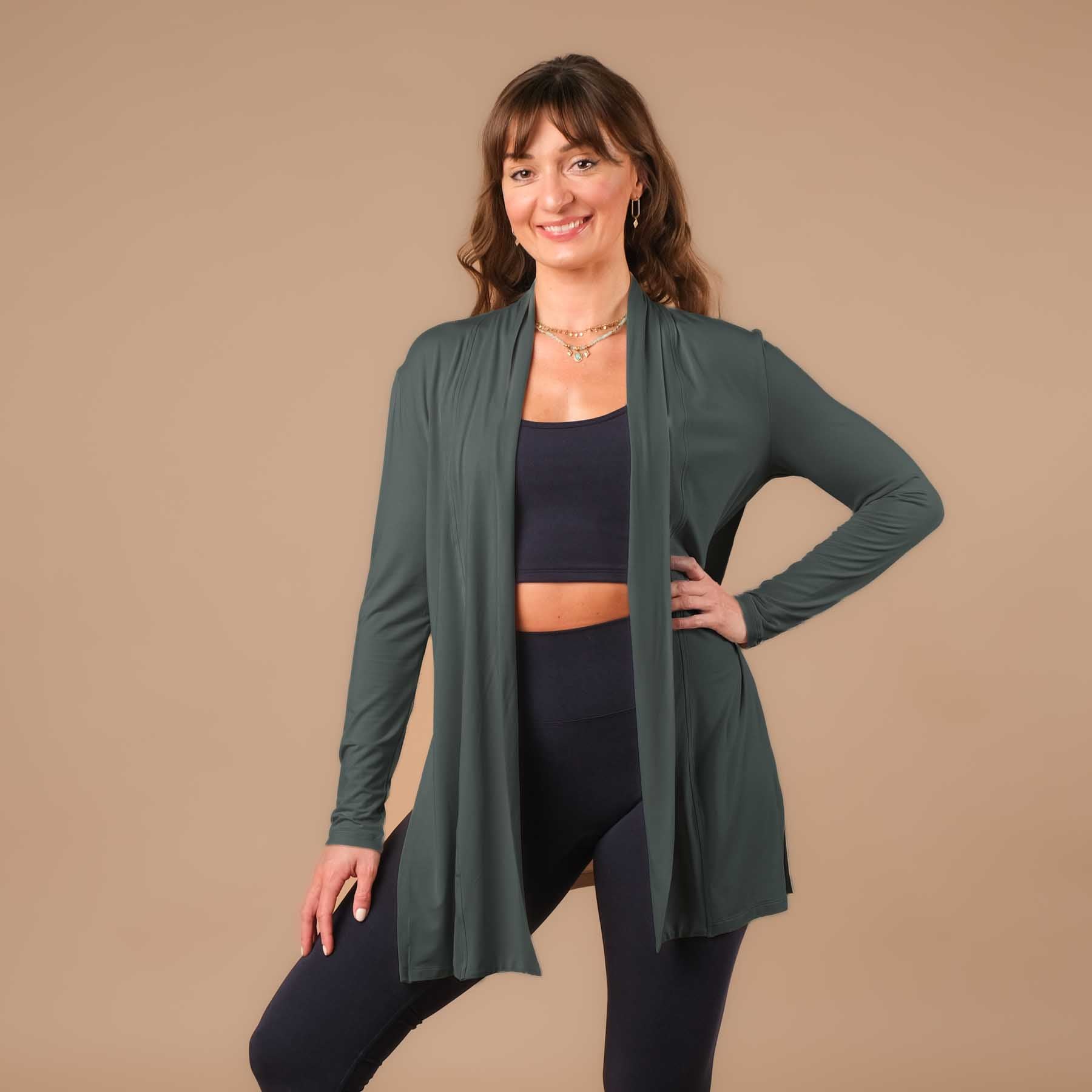 Comfy Yoga Cardigan fabriqué en Suisse émeraude