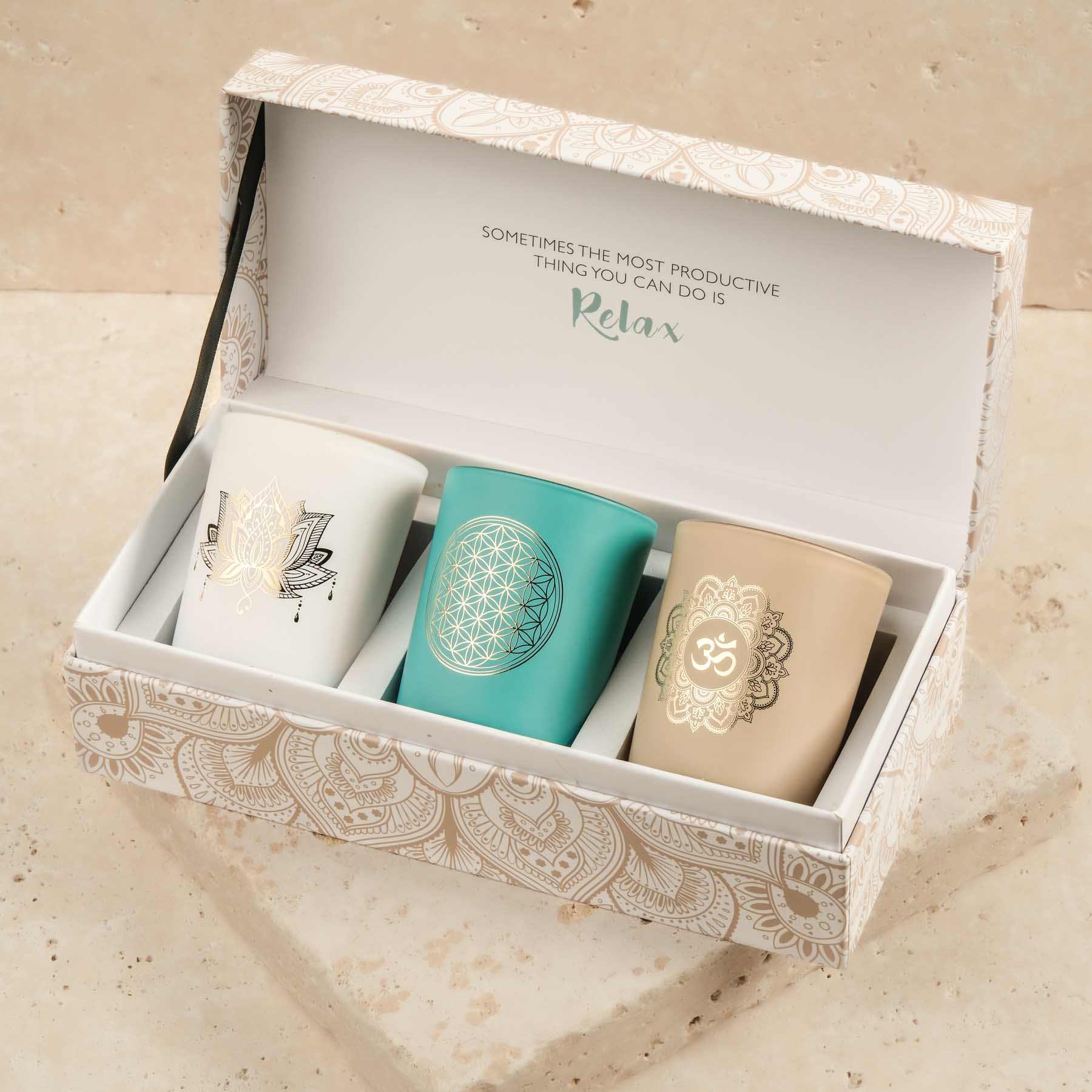Set de 3 bougies parfumées - Boîte cadeau