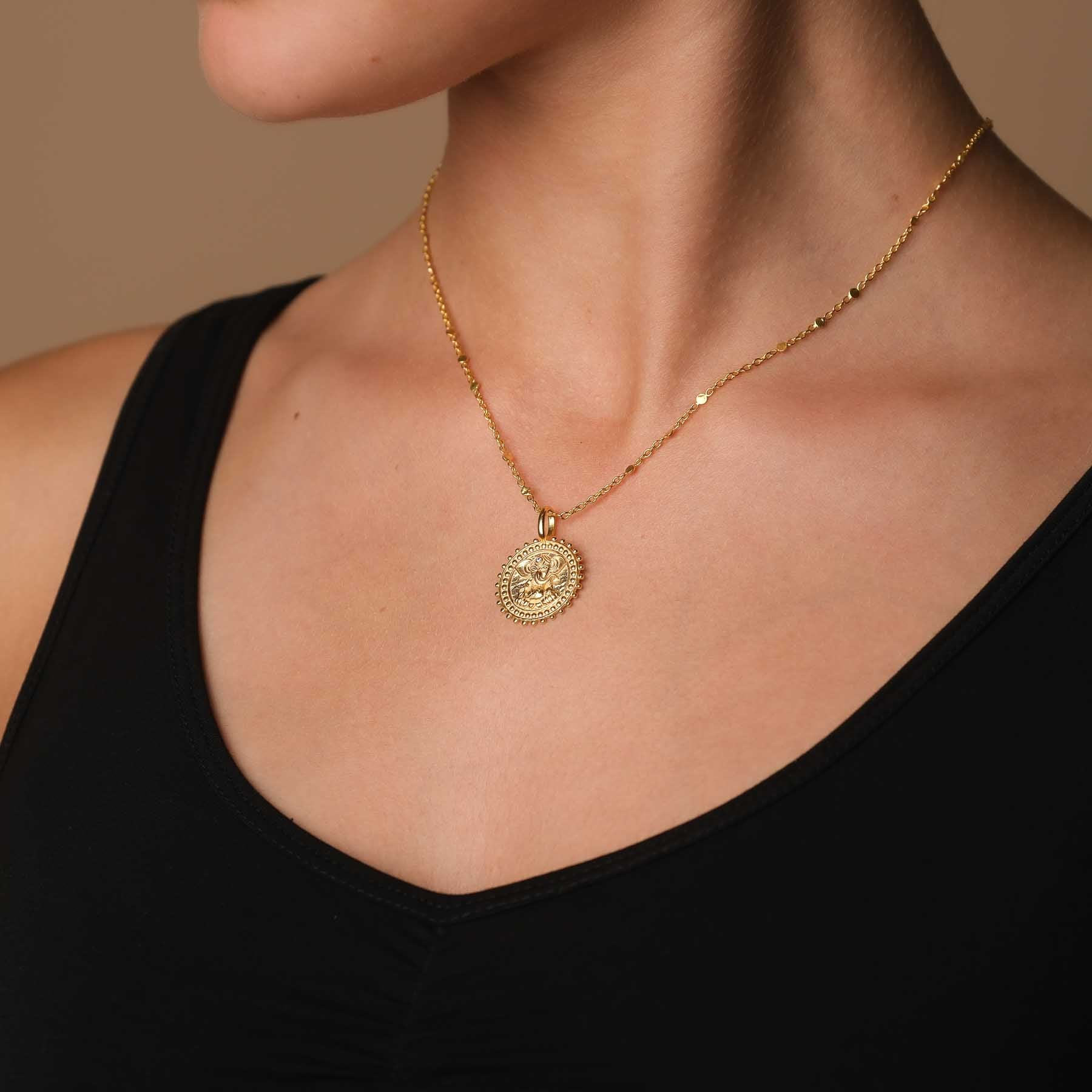 Collier Ganesh avec zircon or