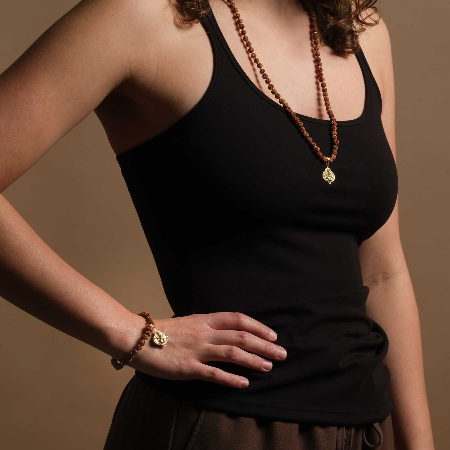 Mala Collier Ganesh avec perles de Rudraksha or