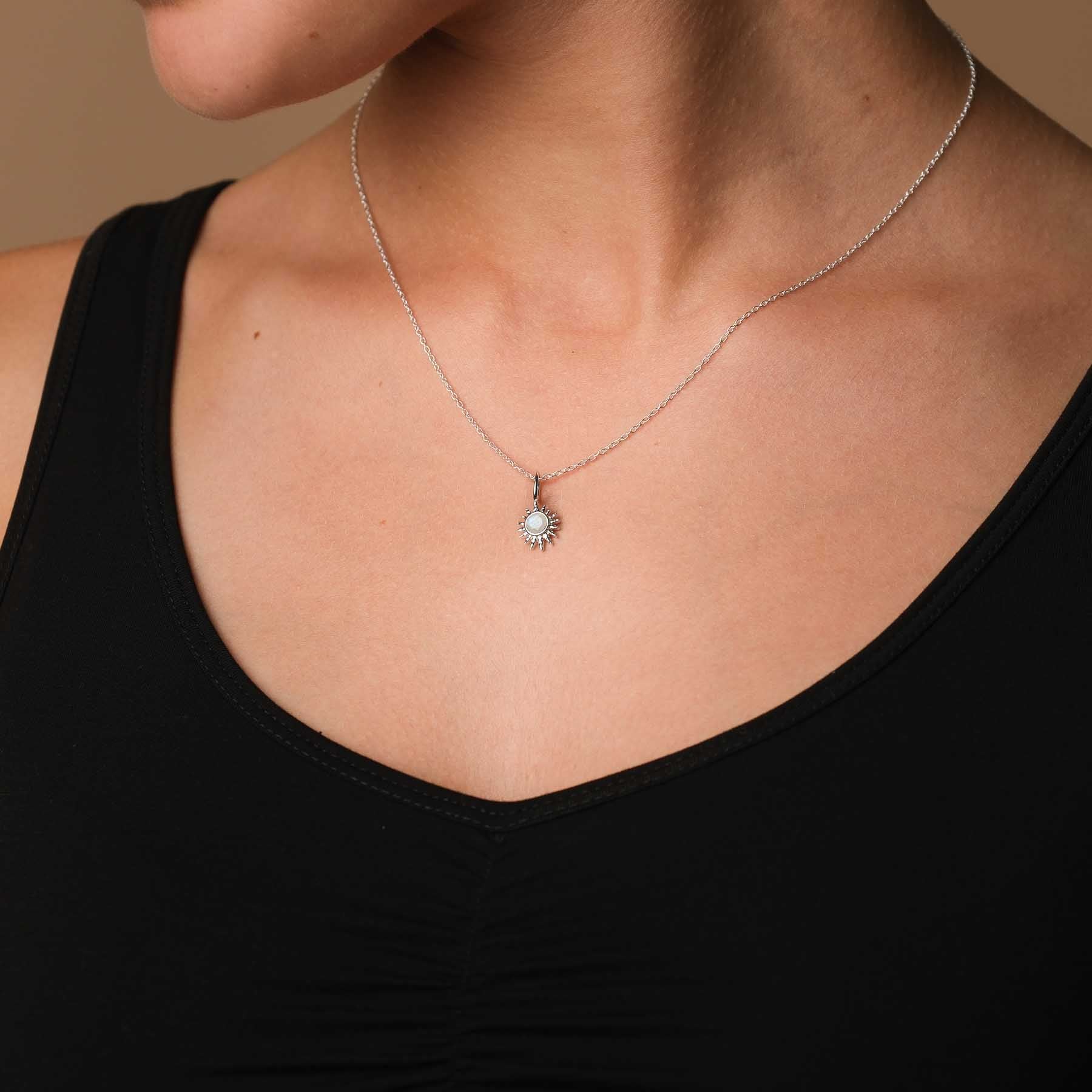 Collier étoile du nord argent avec pierre de lune