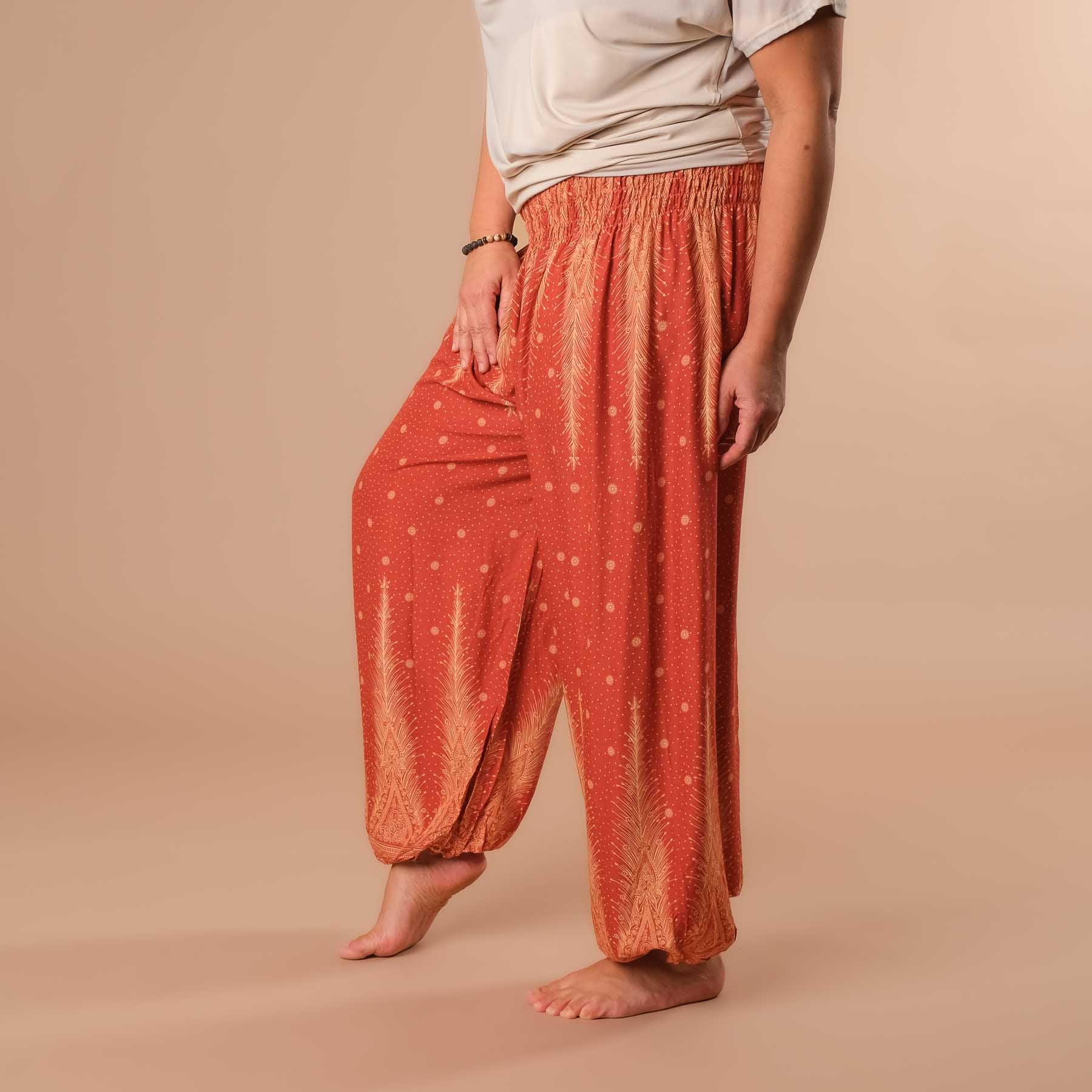 Pantalon de harem, sarouel pour le yoga et les loisirs Bohemian orange