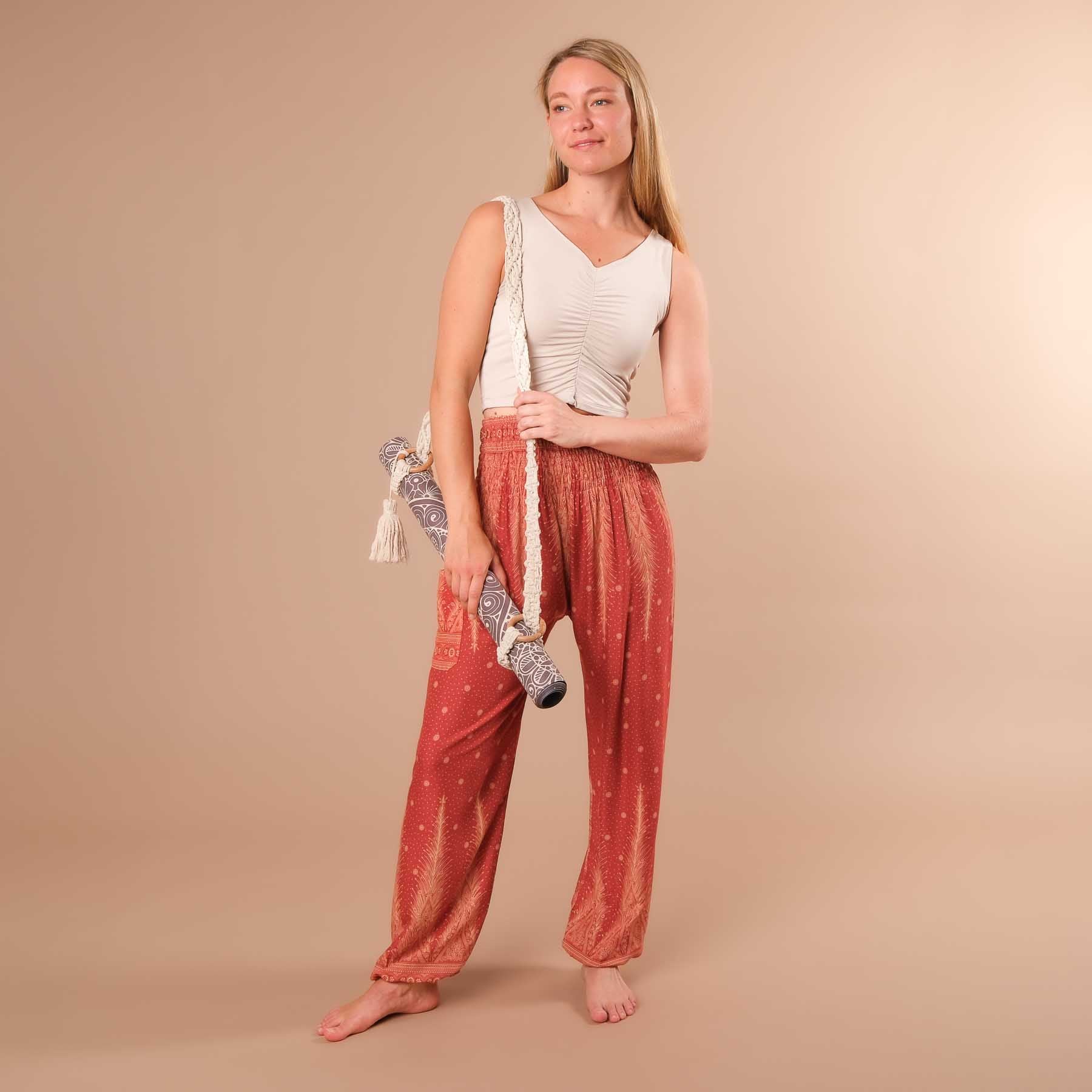 Pantalon de harem, sarouel pour le yoga et les loisirs Bohemian orange