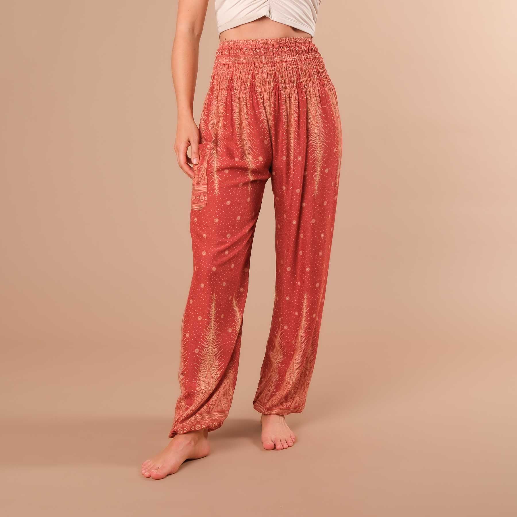 Pantalon de harem, sarouel pour le yoga et les loisirs Bohemian orange