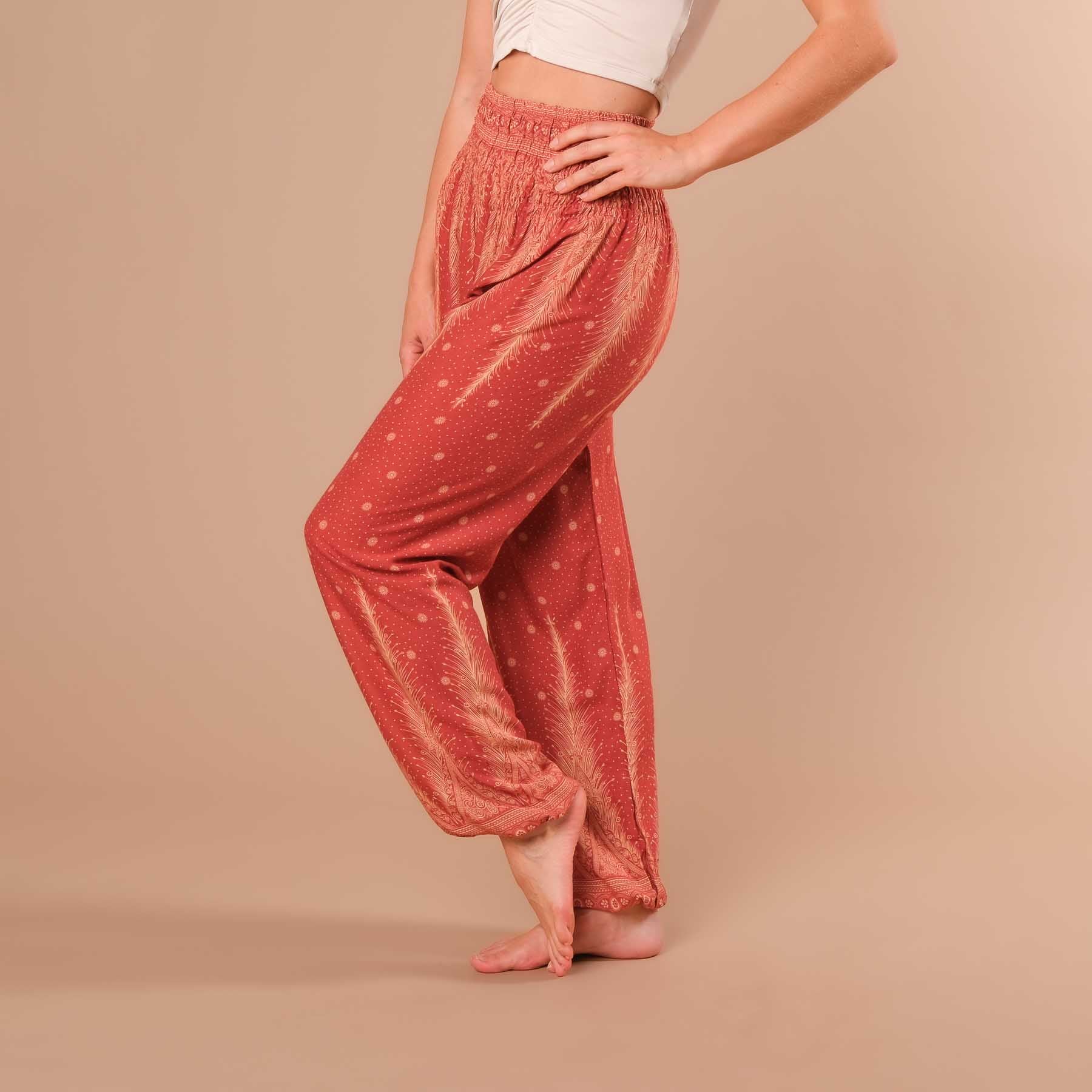 Pantalon de harem, sarouel pour le yoga et les loisirs Bohemian orange