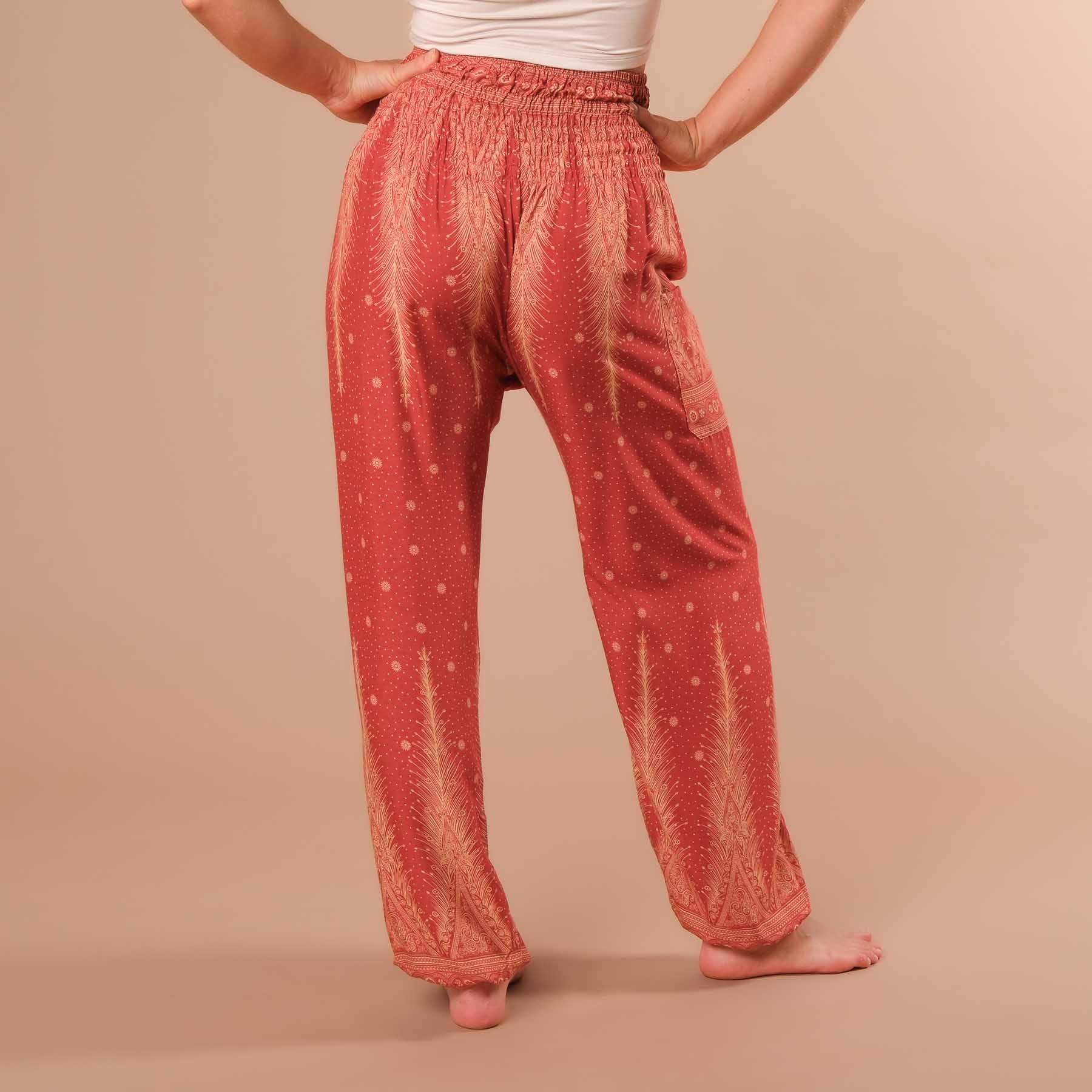 Pantalon de harem, sarouel pour le yoga et les loisirs Bohemian orange