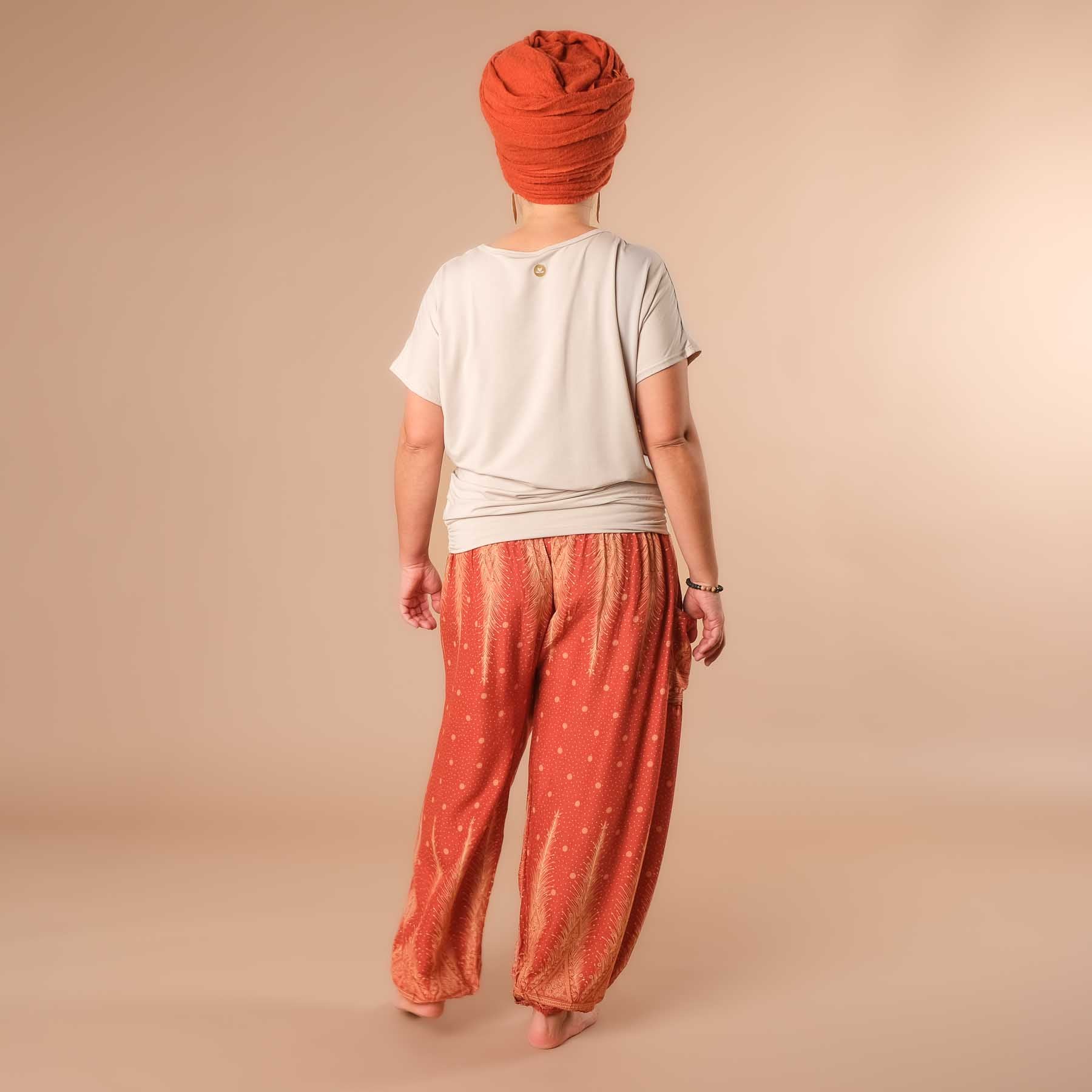 Pantalon de harem, sarouel pour le yoga et les loisirs Bohemian orange