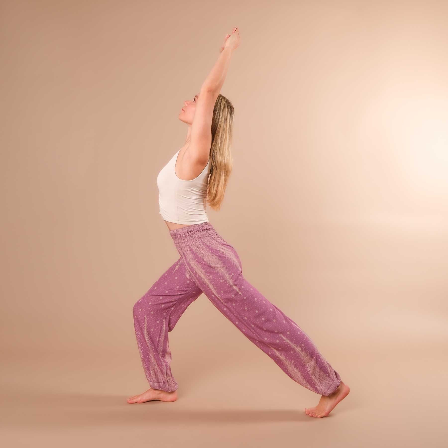 pantalon de harem, sarouel pour le yoga et les loisirs bohème violet