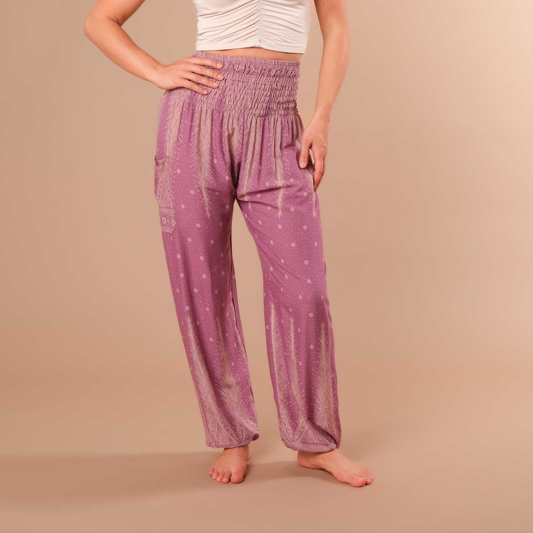pantalon de harem, sarouel pour le yoga et les loisirs bohème violet