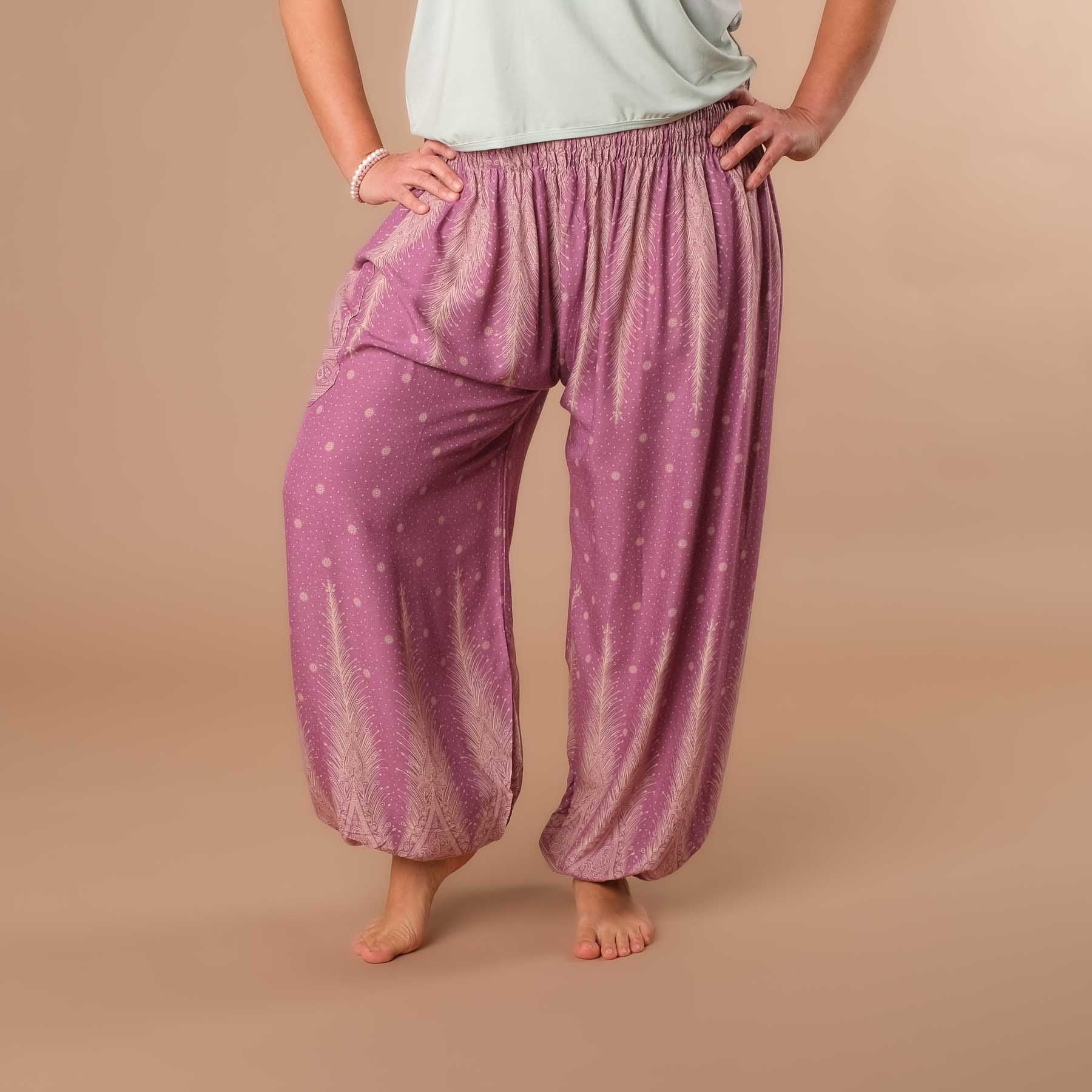 pantalon de harem, sarouel pour le yoga et les loisirs bohème violet