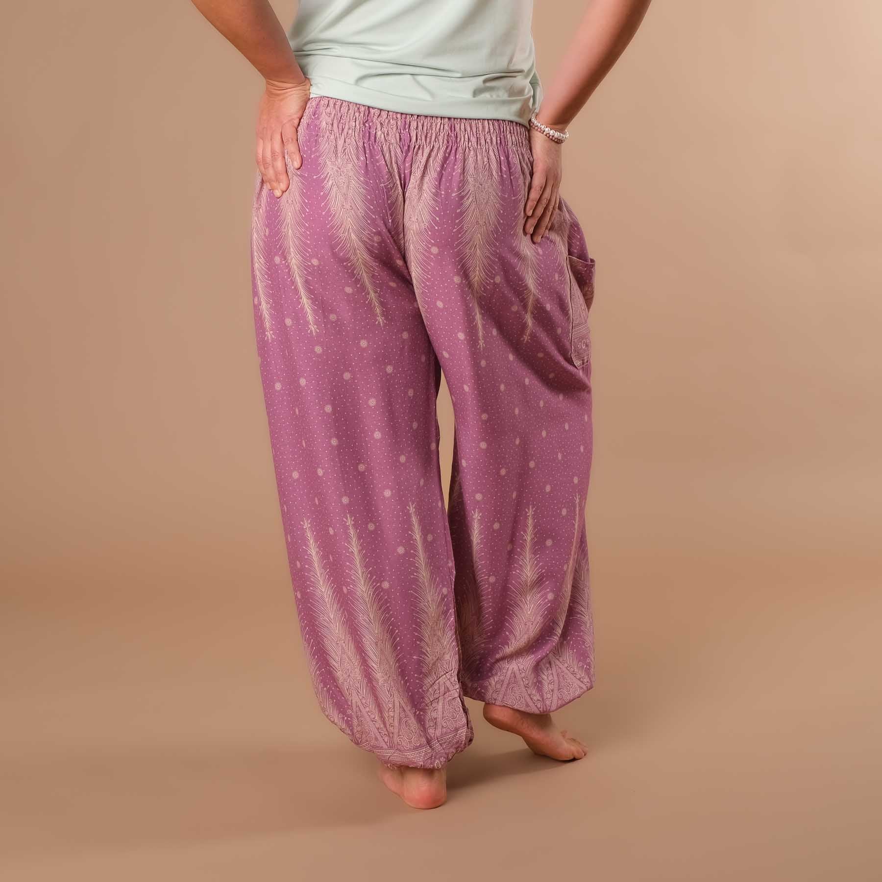 pantalon de harem, sarouel pour le yoga et les loisirs bohème violet