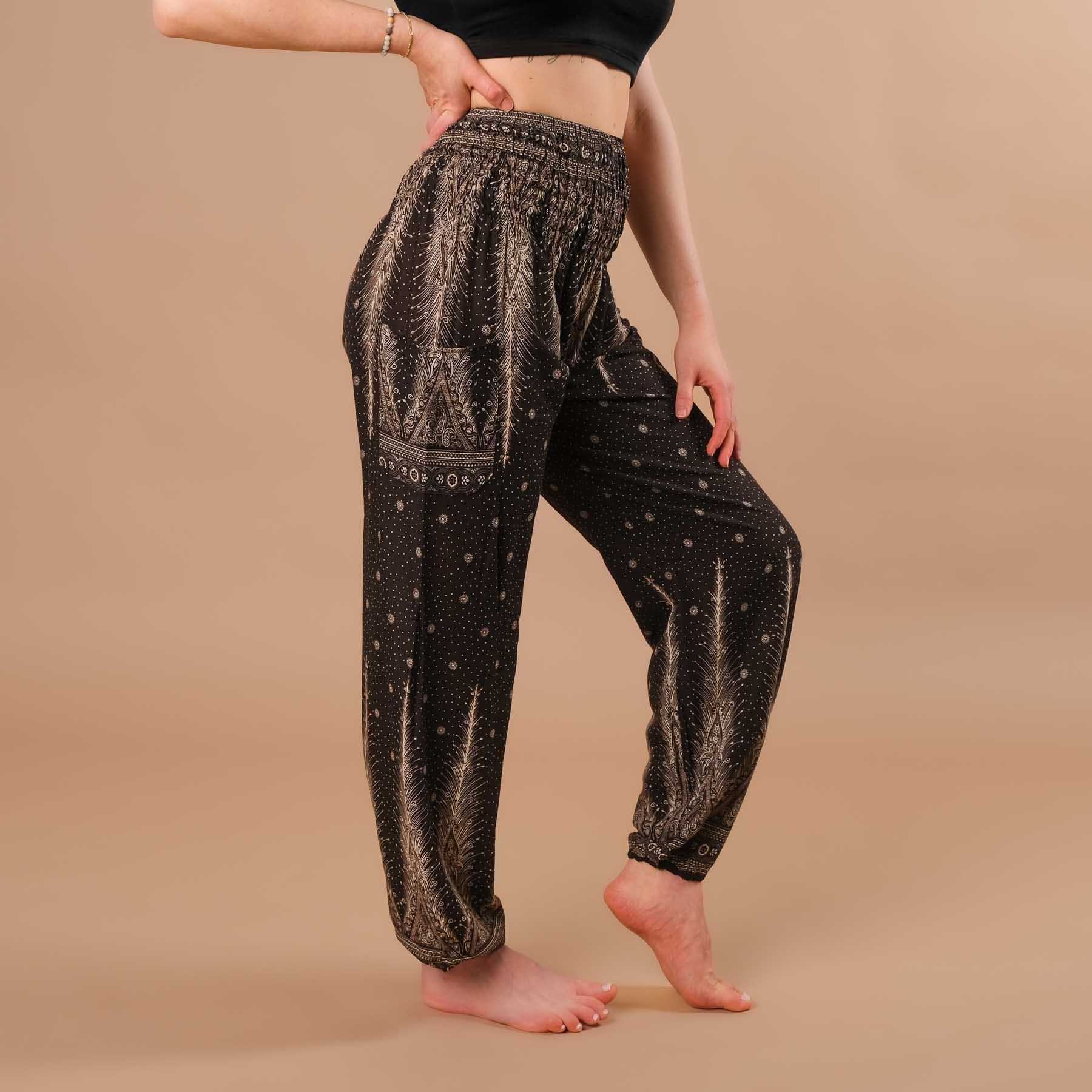 Harem, sarouel pour le yoga et les loisirs Bohemian noir