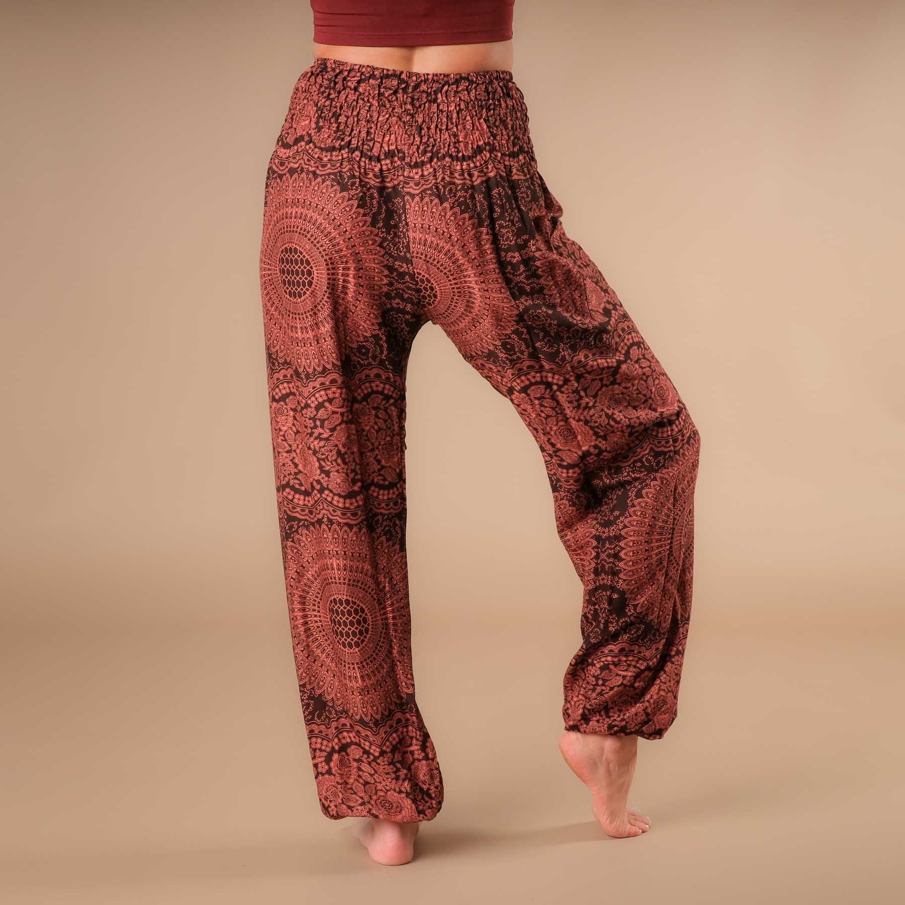Pantalon de yoga harem Boho Pants Indian Summer brun rouille