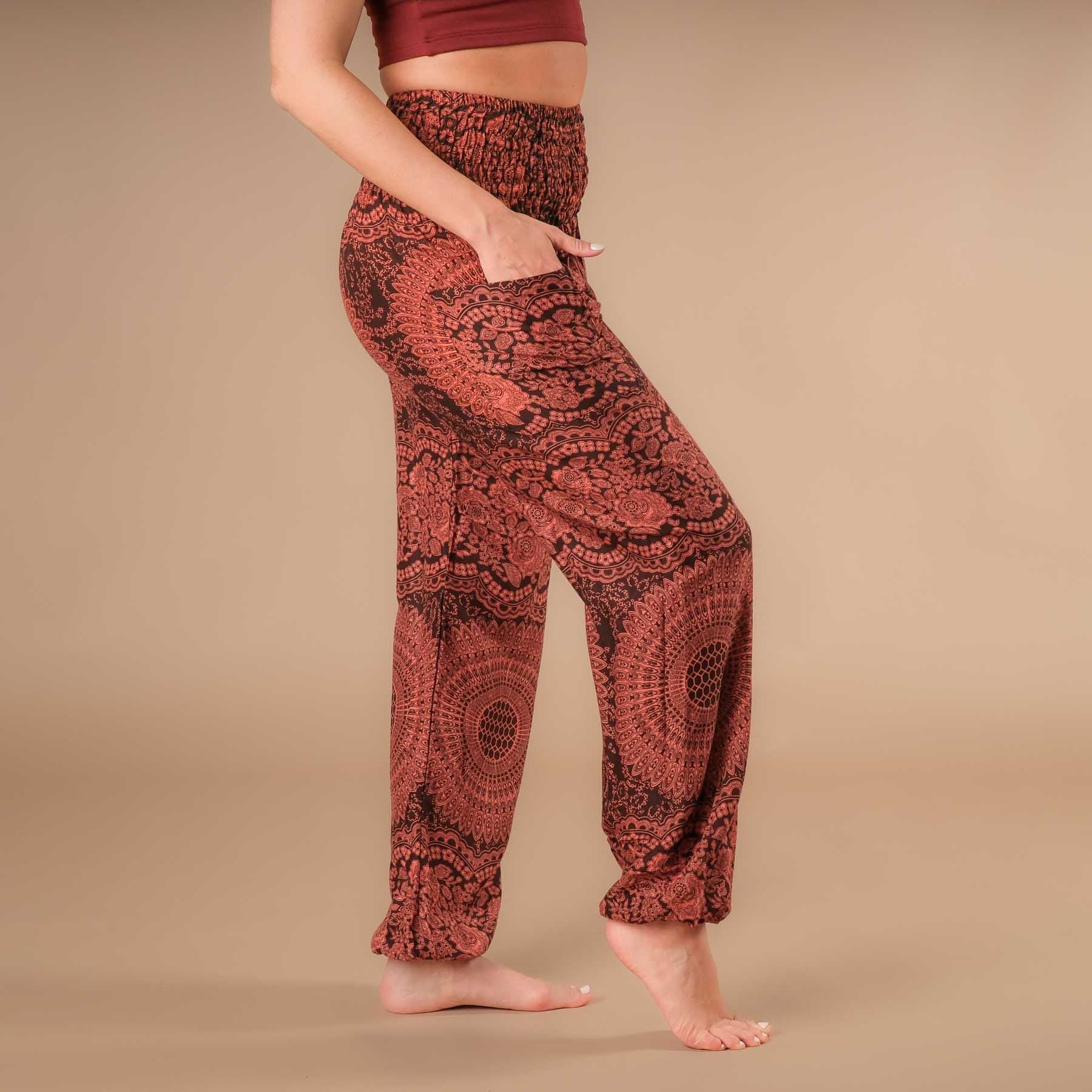 Pantalon de yoga harem Boho Pants Indian Summer brun rouille
