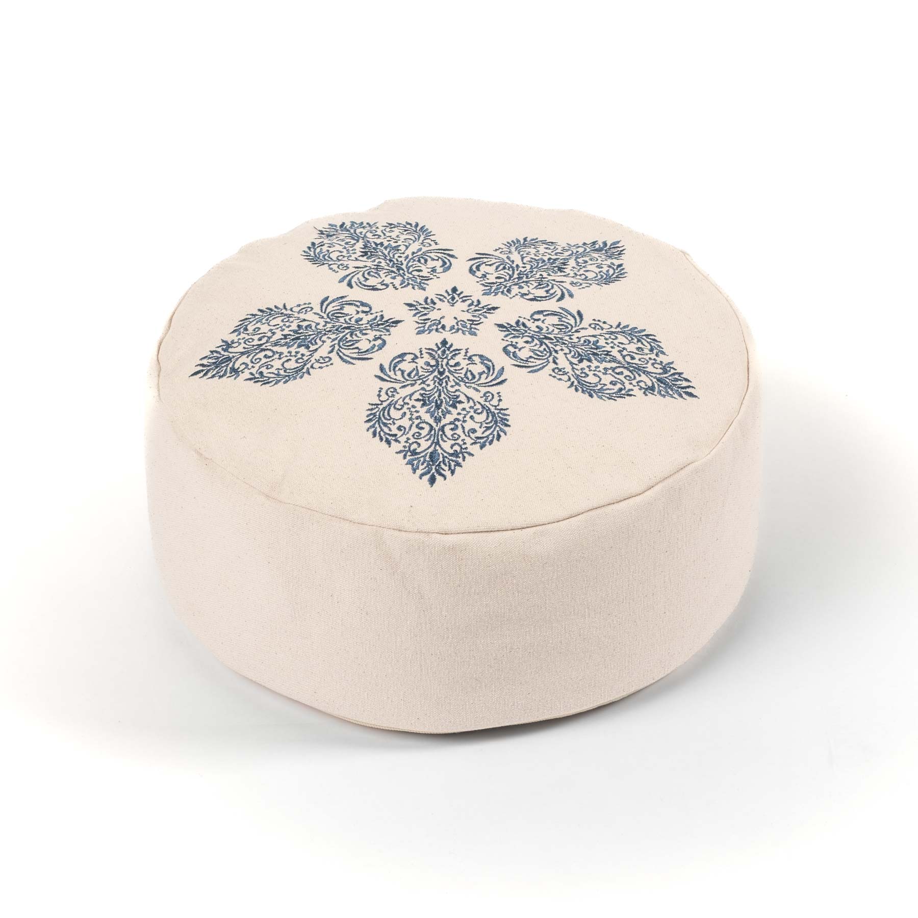Coussin de méditation rond Fleur-de-Lys bleu