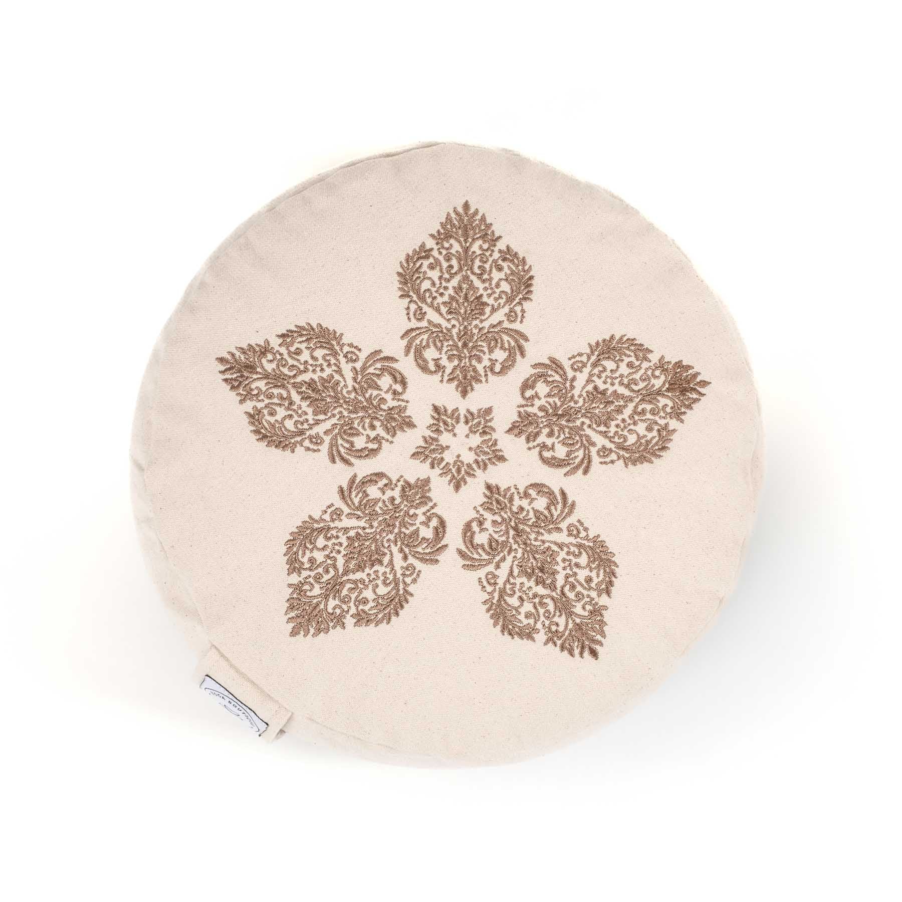 Coussin de méditation rond Fleur-de-Lys brun