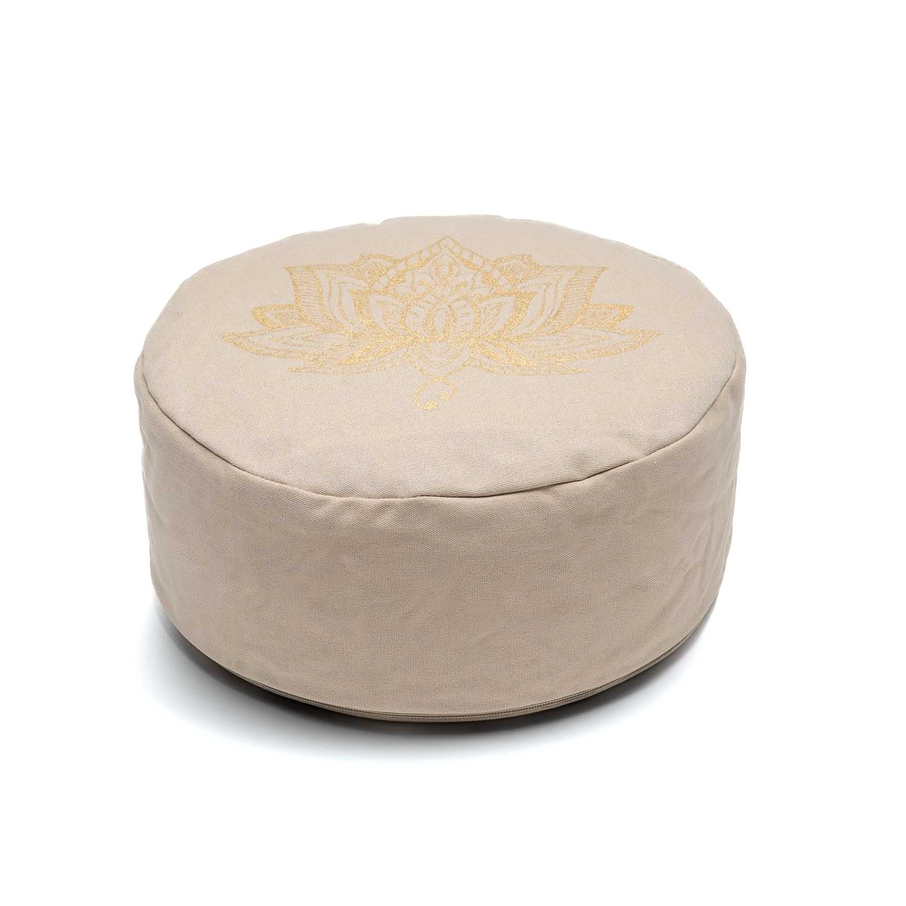 Coussin de méditation rond Lotus gold Print sand
