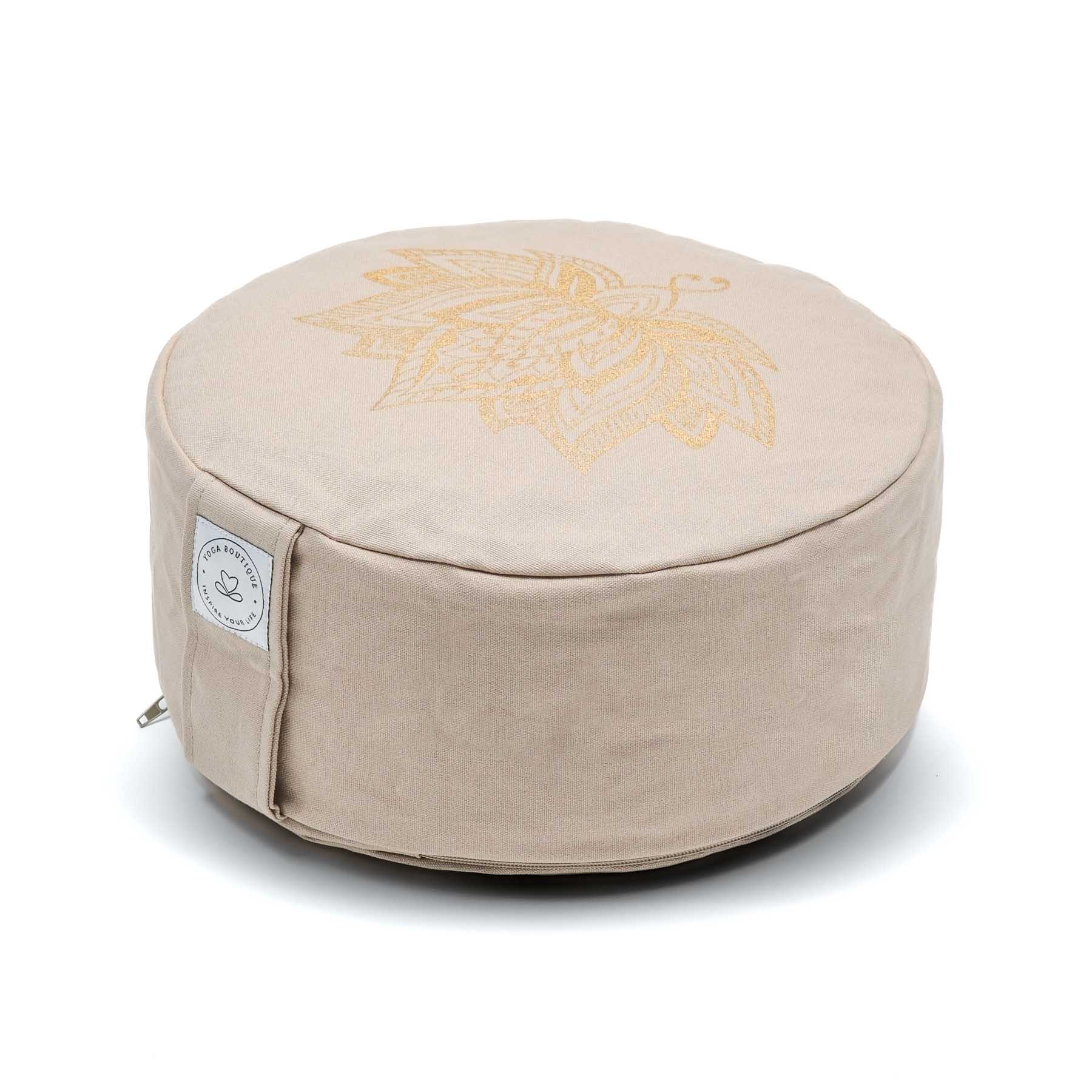 Coussin de méditation rond Lotus gold Print sand