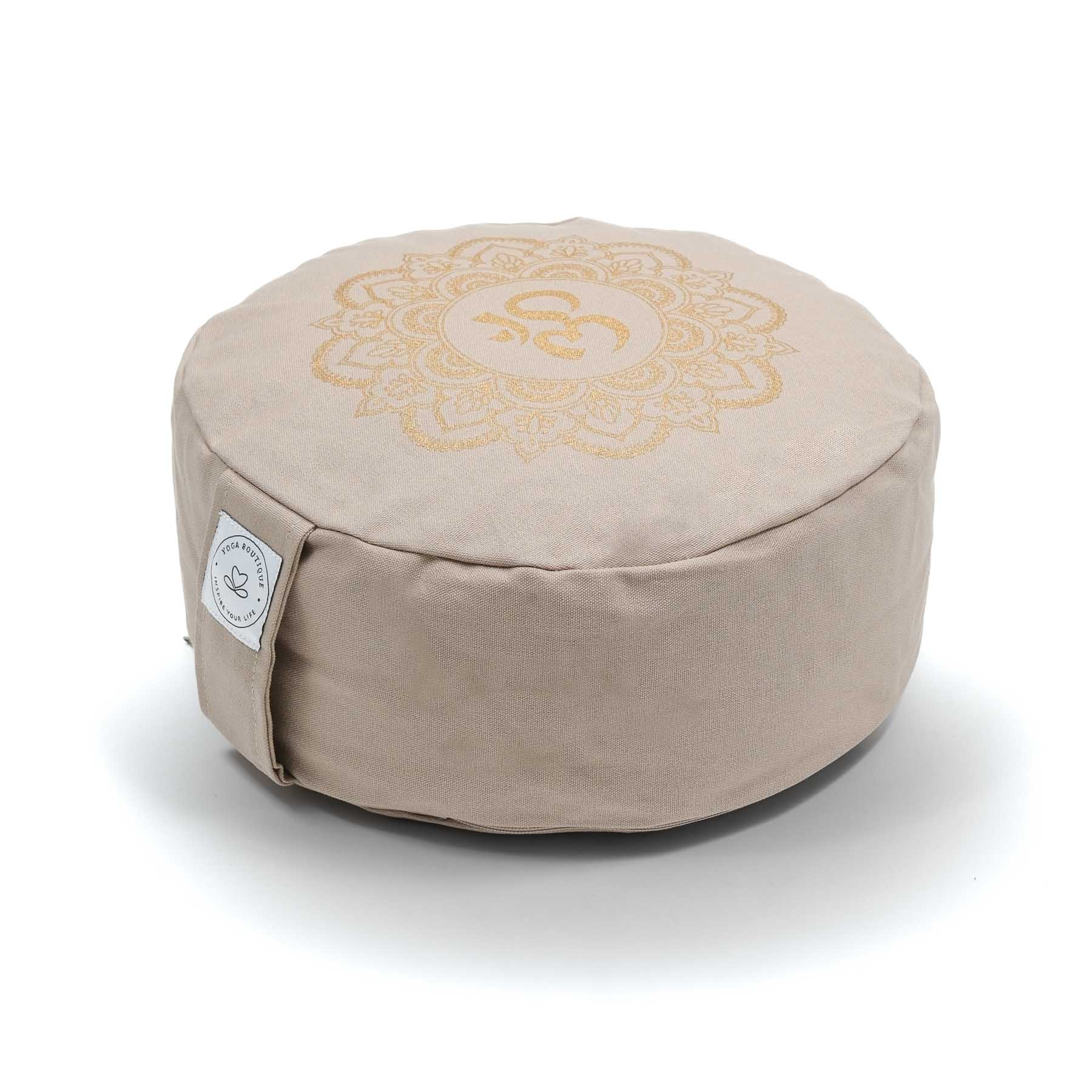 Coussin de méditation rond Mandala OM gold Print sable