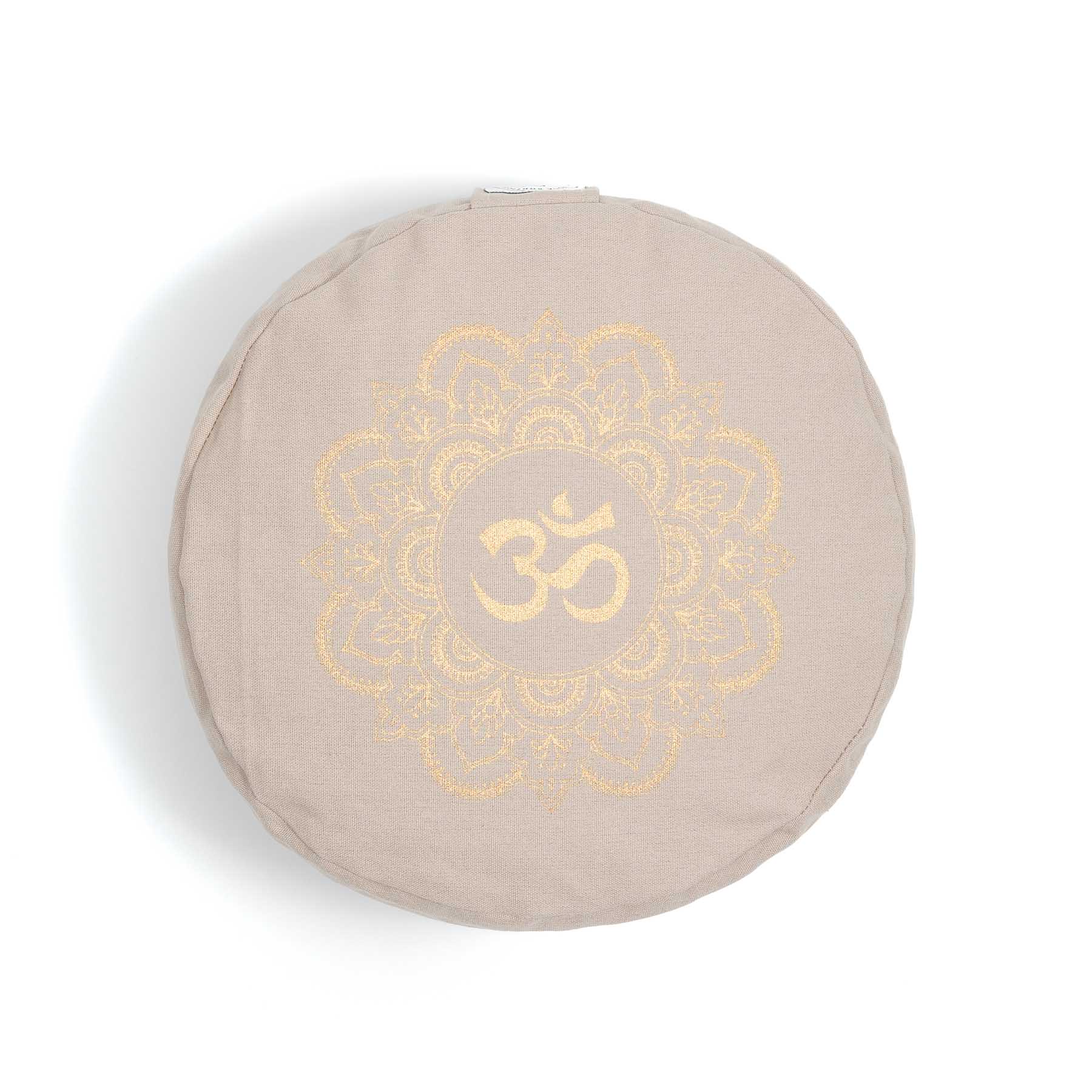 Coussin de méditation rond Mandala OM gold Print sable