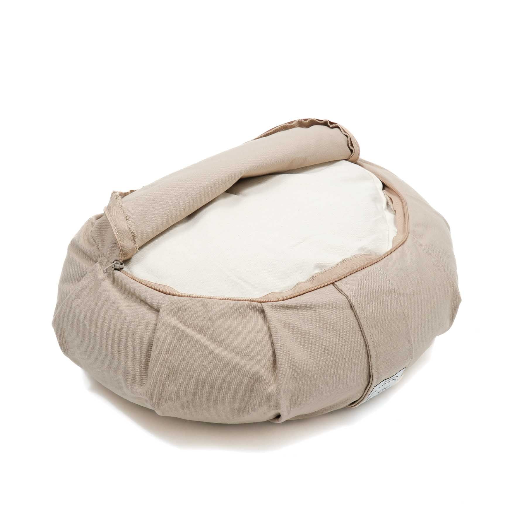 Coussin de méditation demi-lune Zafu uni sable