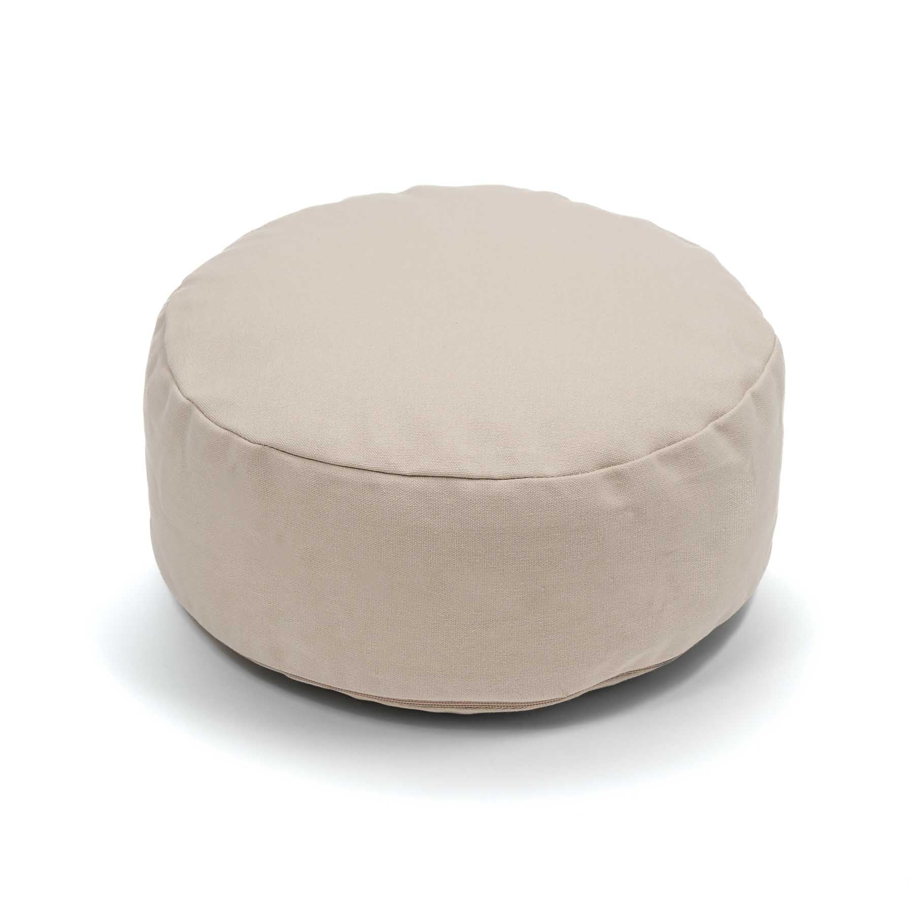 Coussin de méditation durable rond uni en coton bio sable