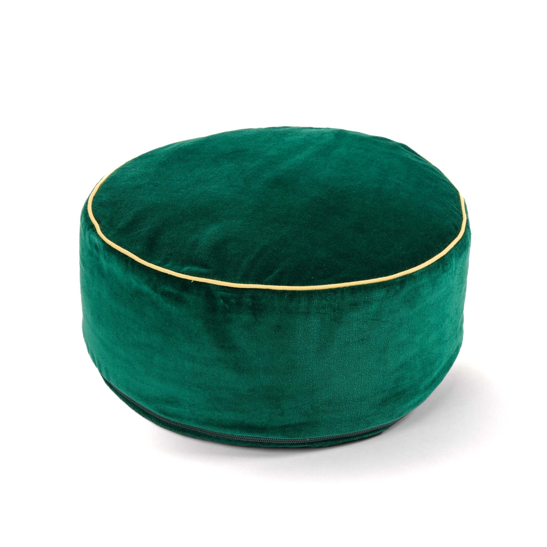 Coussin de méditation velours rond uni irish-green