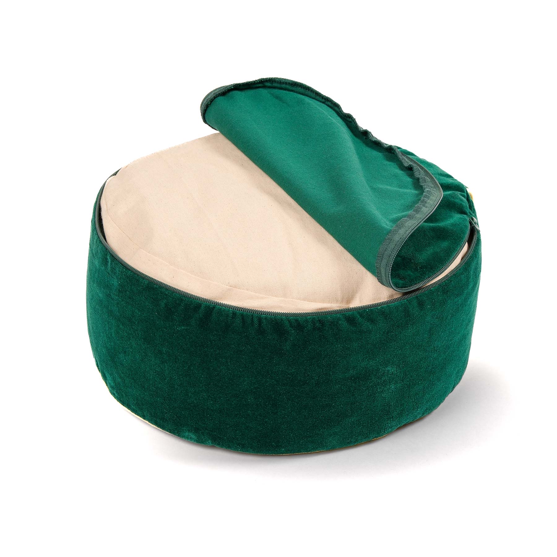 Coussin de méditation velours rond uni irish-green