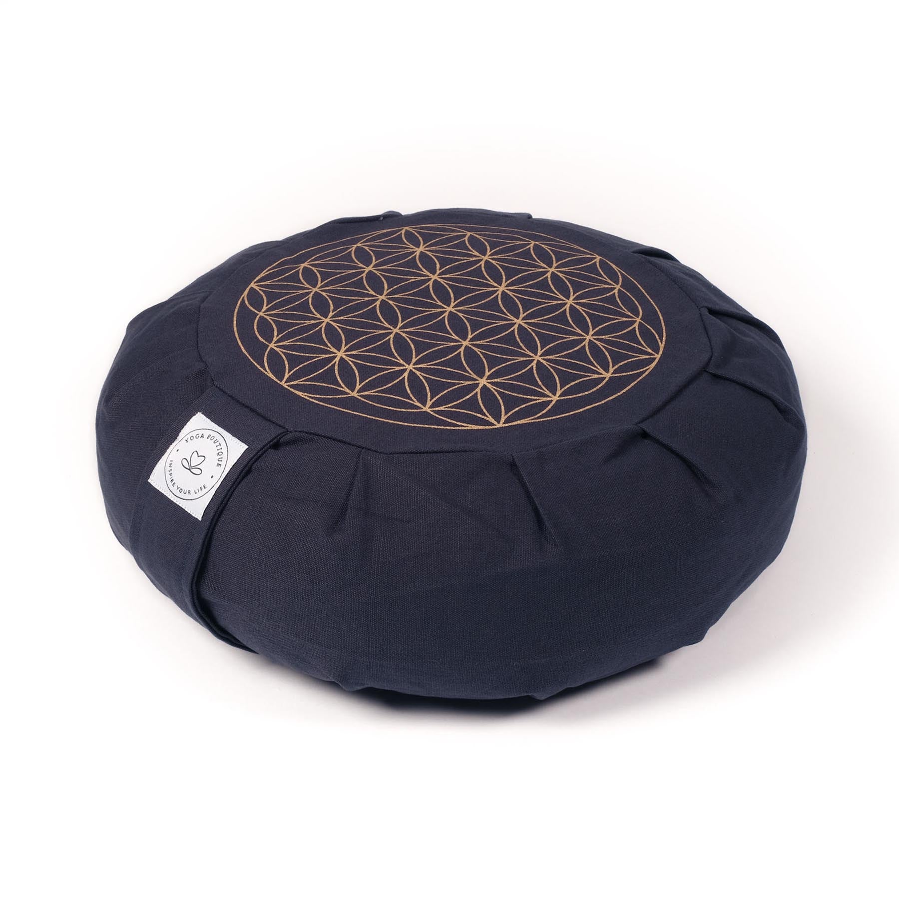 Coussin de méditation Zafu fleur de vie navy
