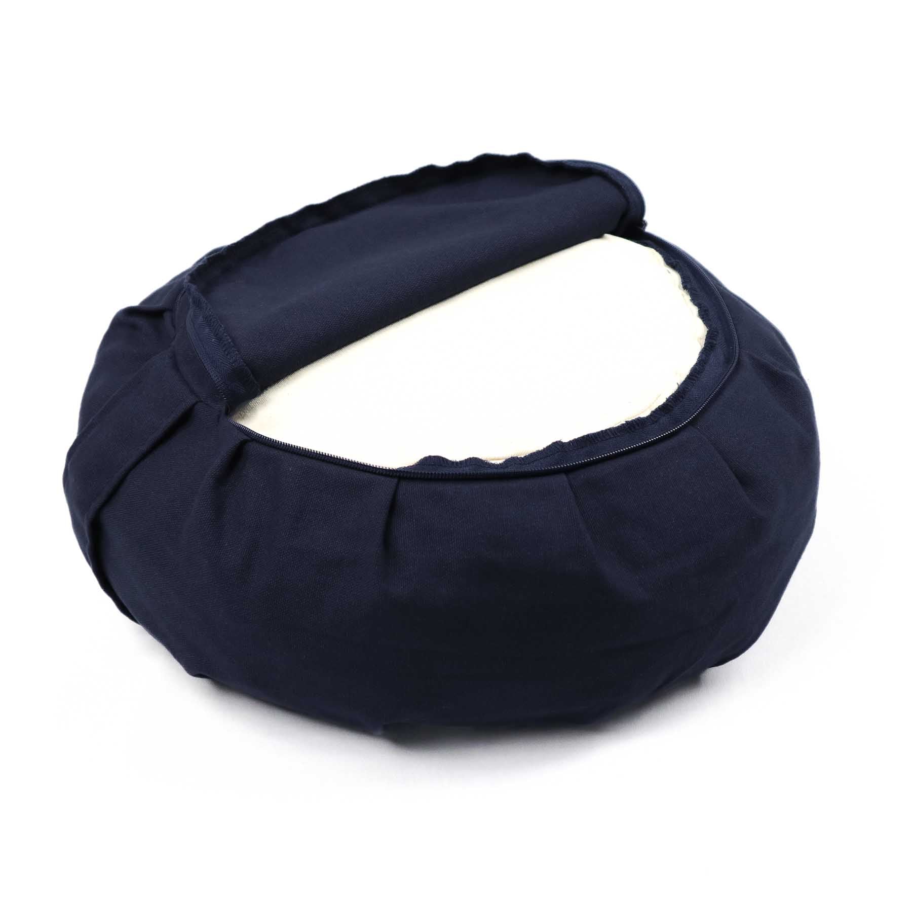 Coussin de méditation Zafu uni bleu marine