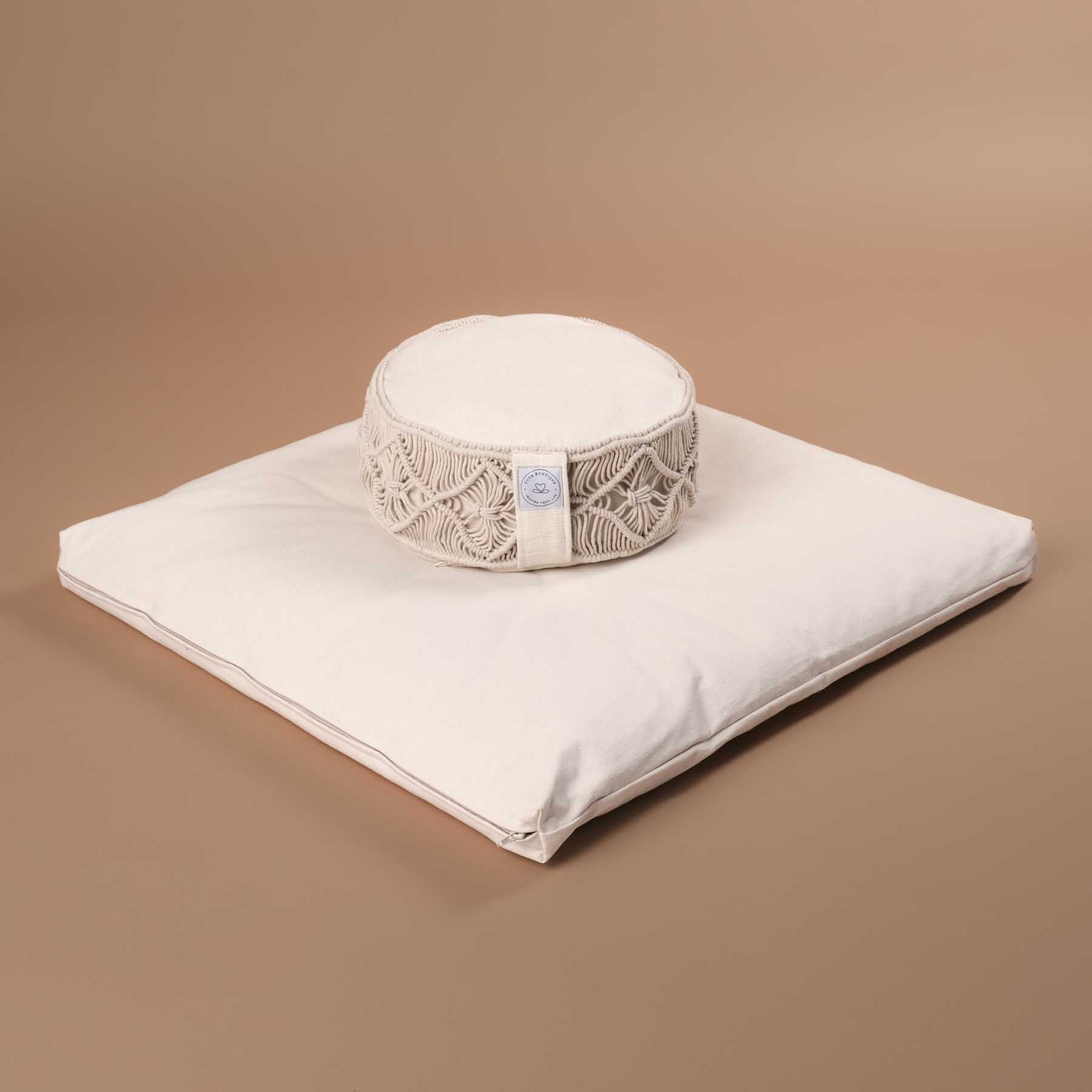 Tapis de méditation Zabuton Tapis de méditation coton blanc naturel