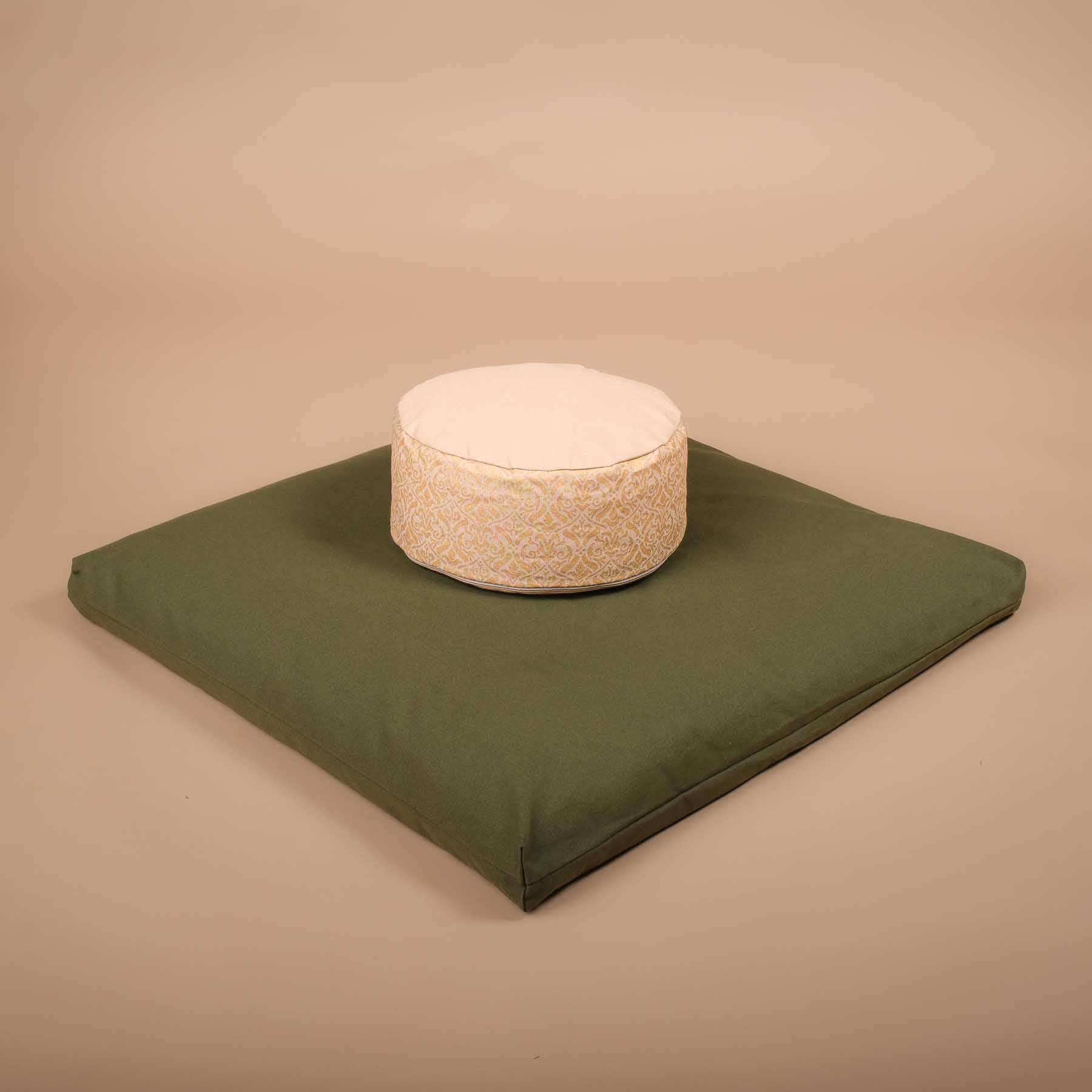 Tapis de méditation Zabuton Tapis de méditation coton olive vert