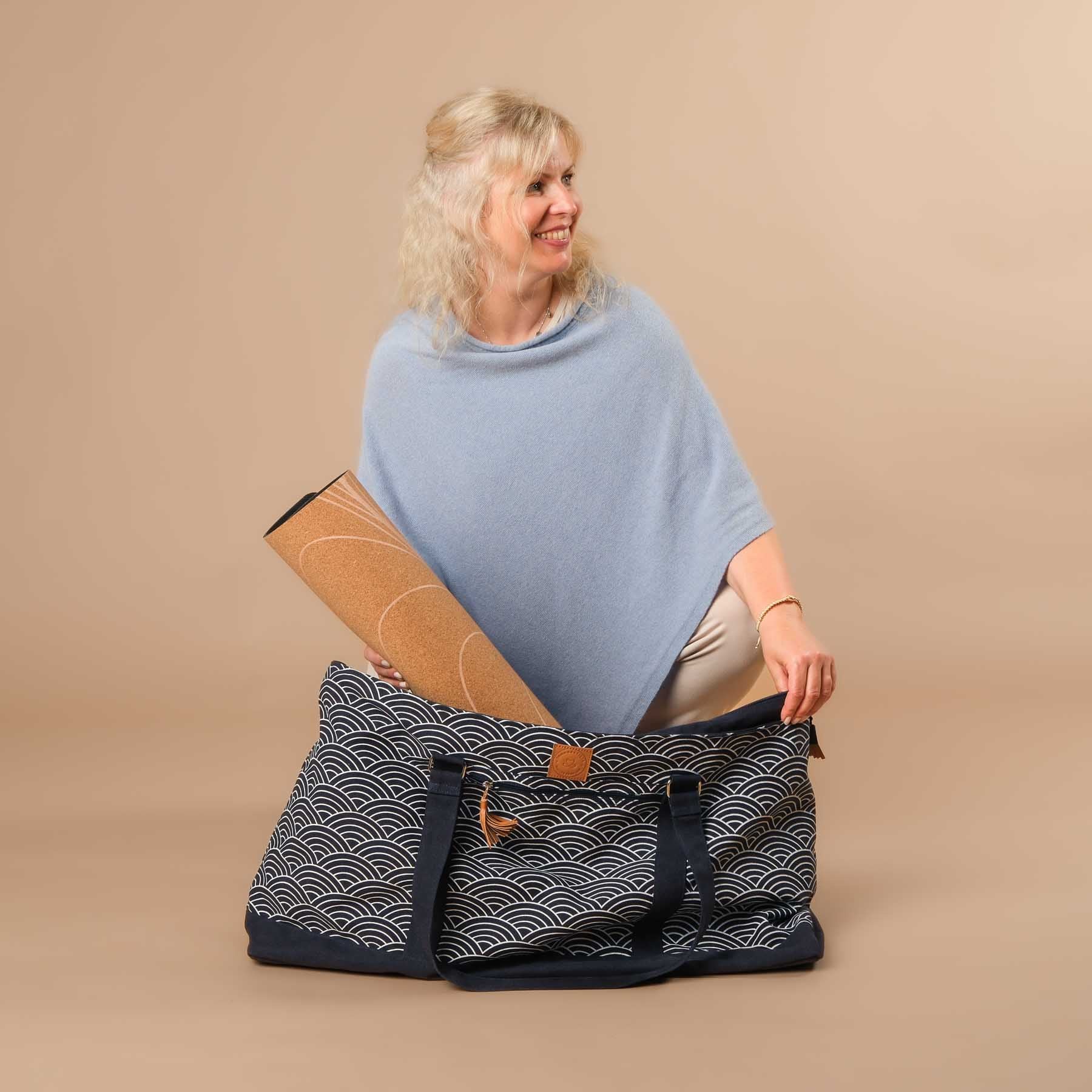 Grand sac de yoga - sac de voyage Waves navy