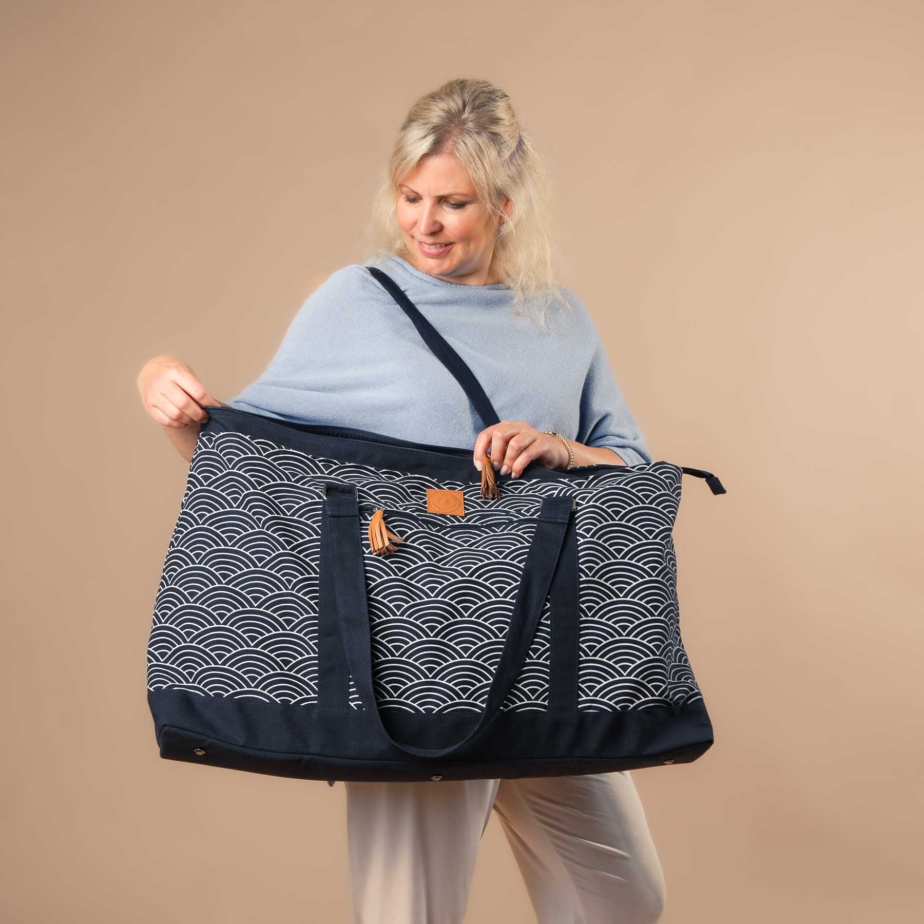 Grand sac de yoga - sac de voyage Waves navy