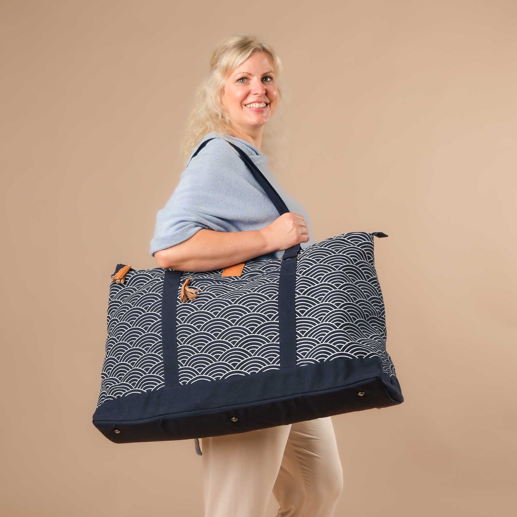 Grand sac de yoga - sac de voyage Waves navy