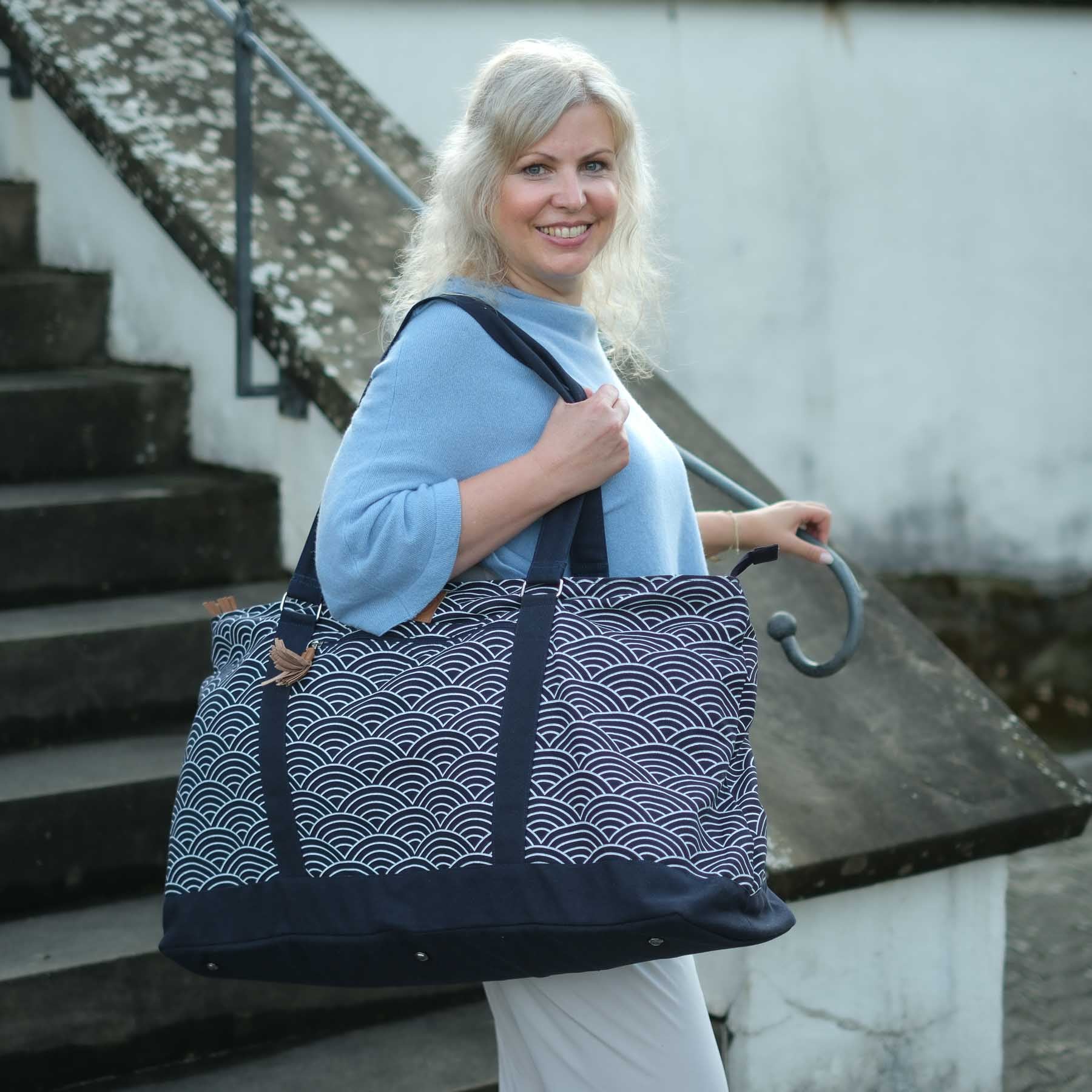 Grand sac de yoga - sac de voyage Waves navy