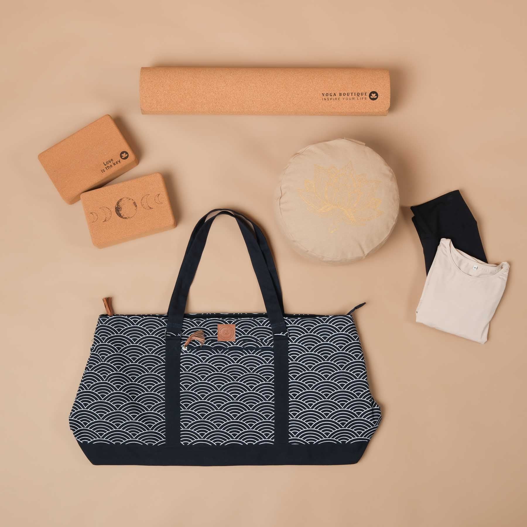 Grand sac de yoga - sac de voyage Waves navy