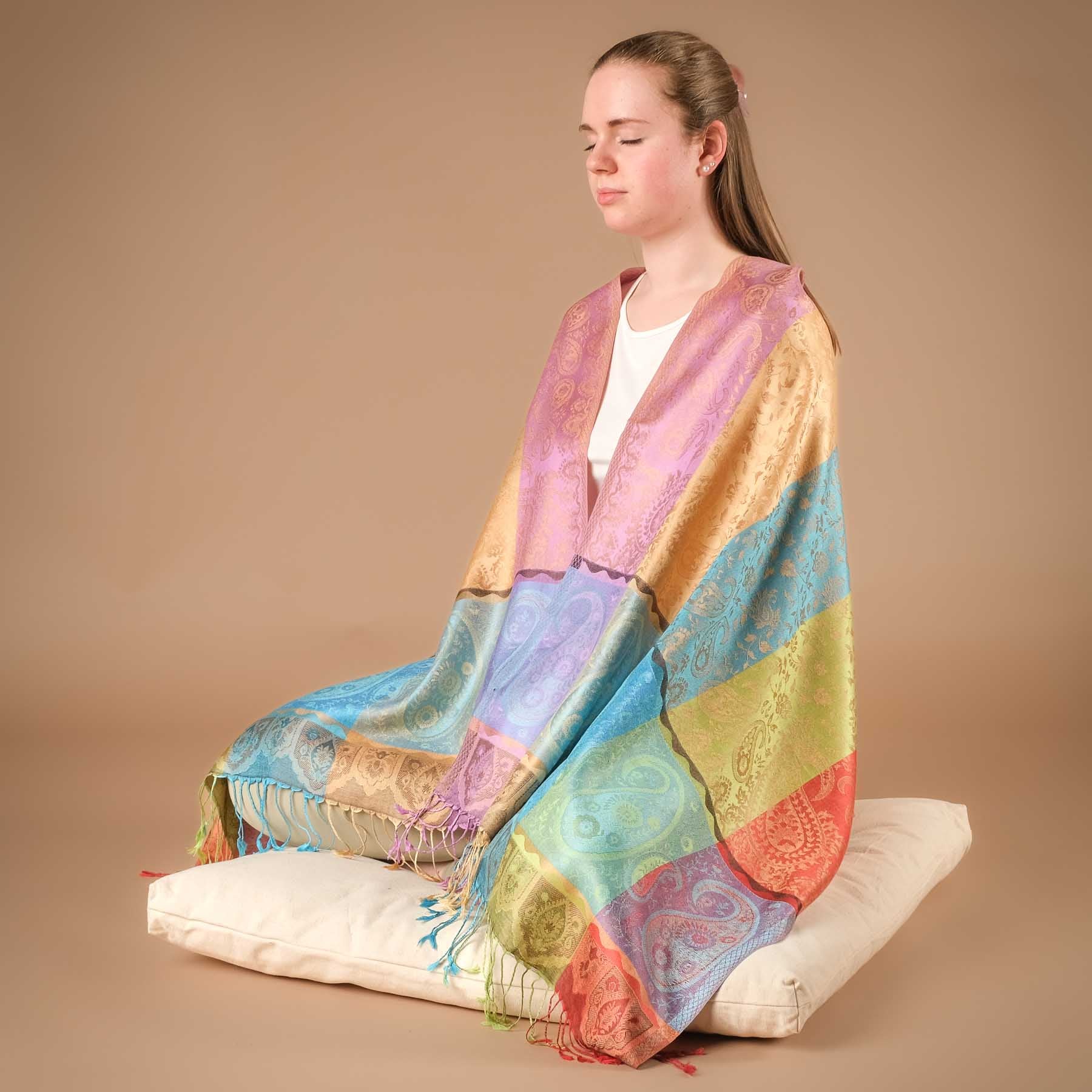 Châle de méditation soie Arcobaleno
