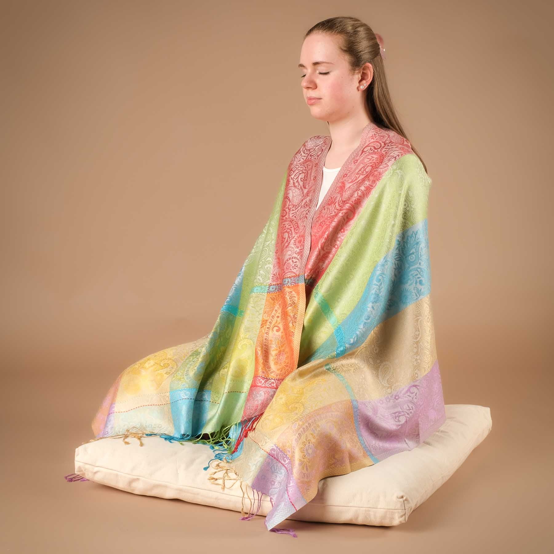 Châle de méditation soie Bonheur