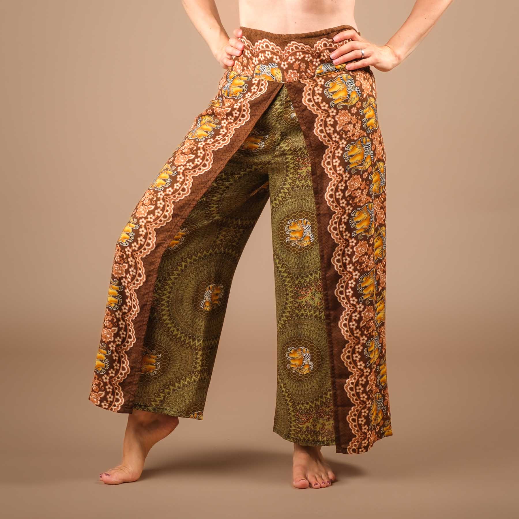 Palazzo pantalon marlène éléphant olive