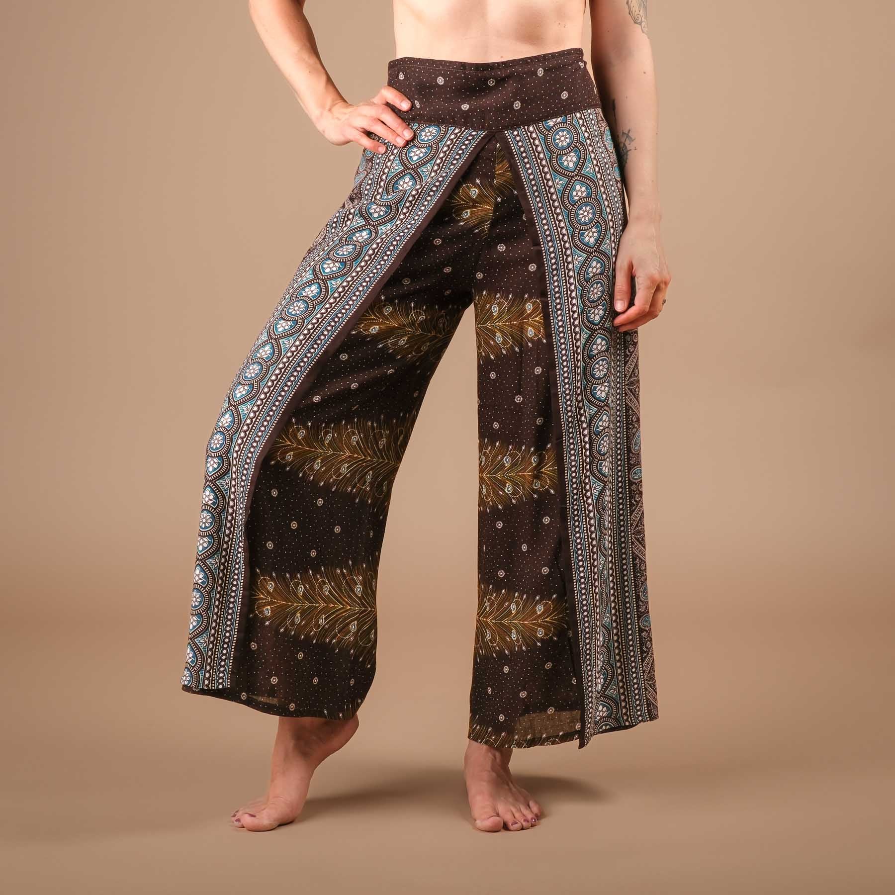 Pantalon palazzo marlène Feather marron