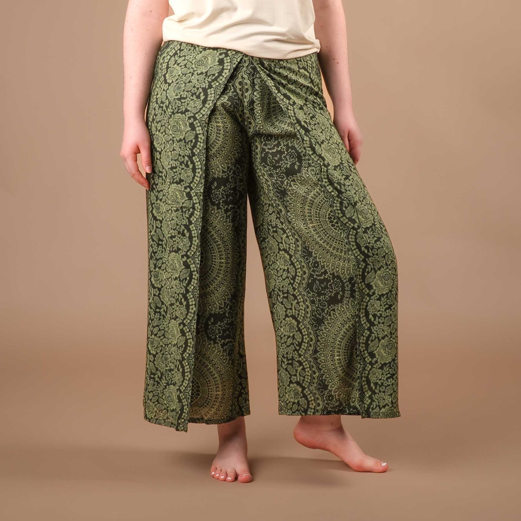 Pantalon palazzo Pantalon marlène Indian Summer olive