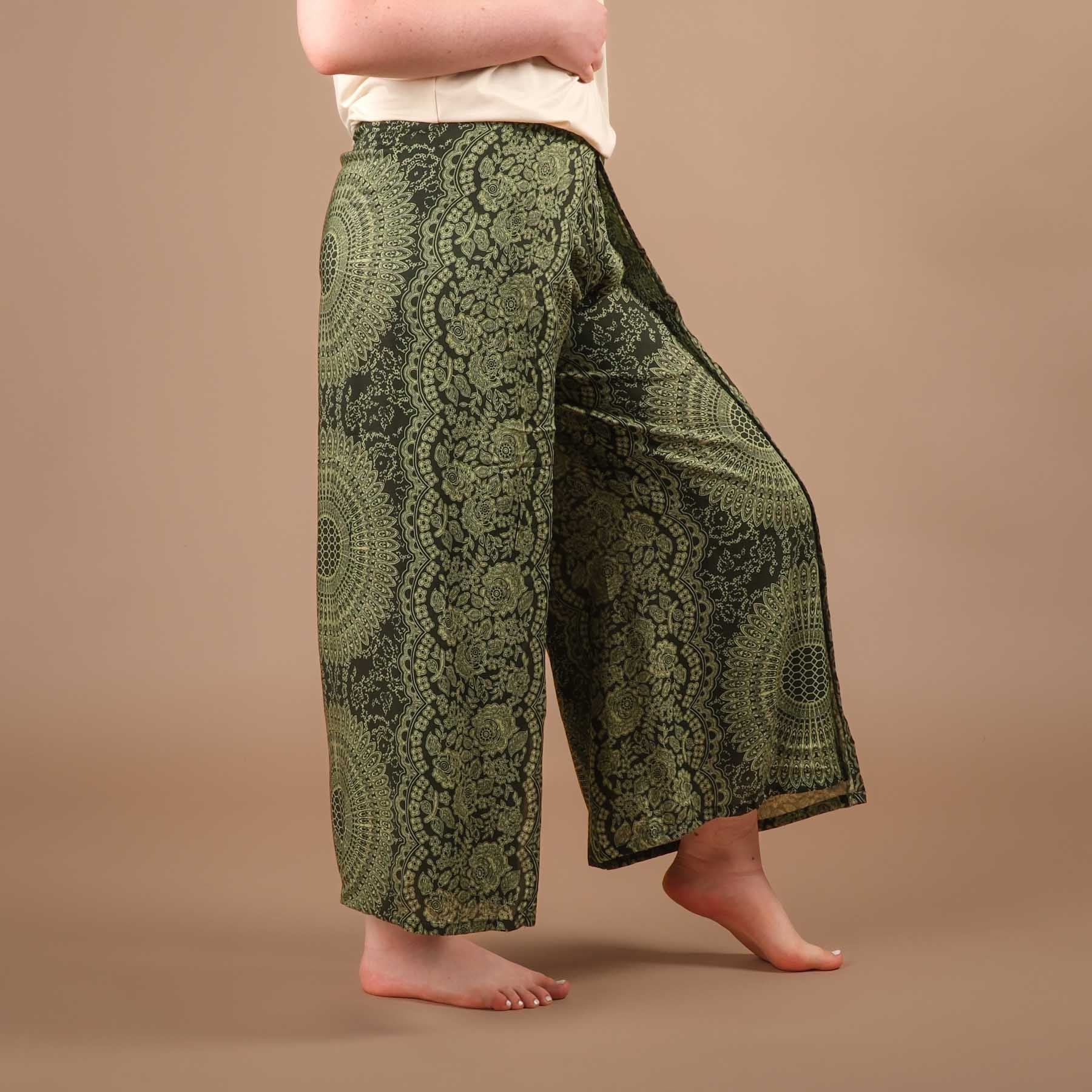 Pantalon palazzo Pantalon marlène Indian Summer olive